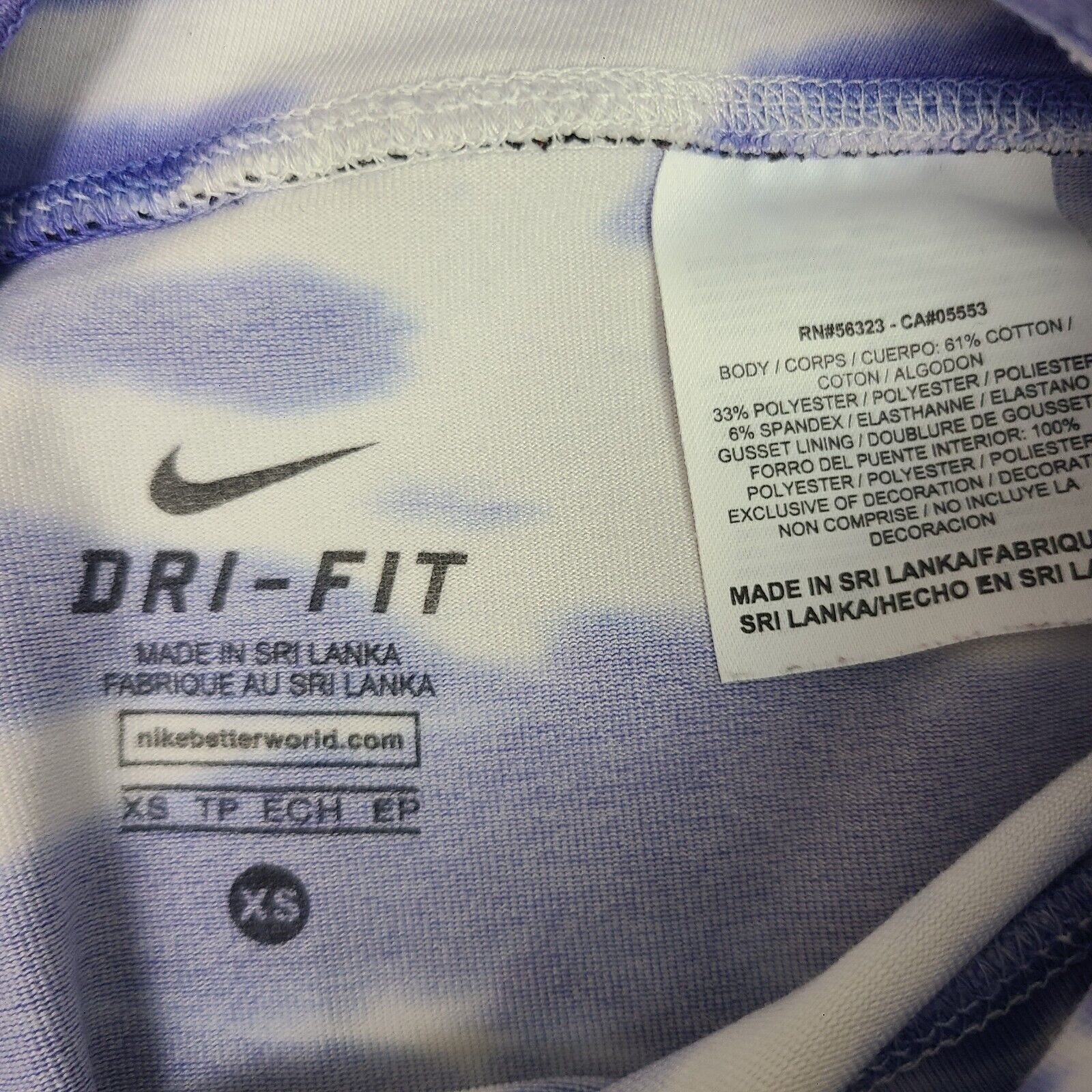 Nike Nike Dri Fit Leggings Purp & White Tie Dye Compression Pants Size 25" / US 0 / IT 36 - 5 Thumbnail
