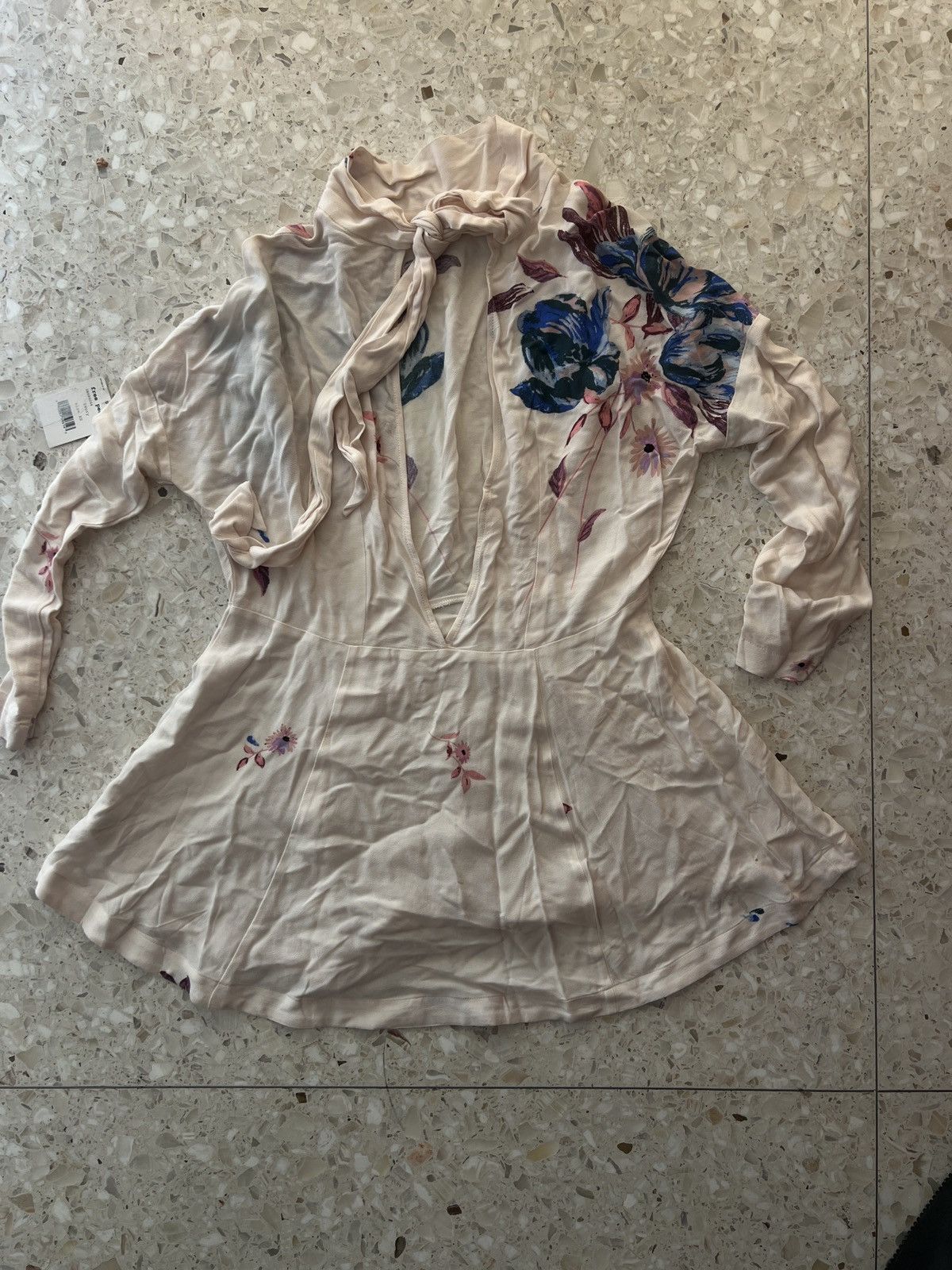 Free People Free People Long Sleeve Backless Dress Floral New XS pink Size XS / US 0-2 / IT 36-38 - 2 Thumbnail