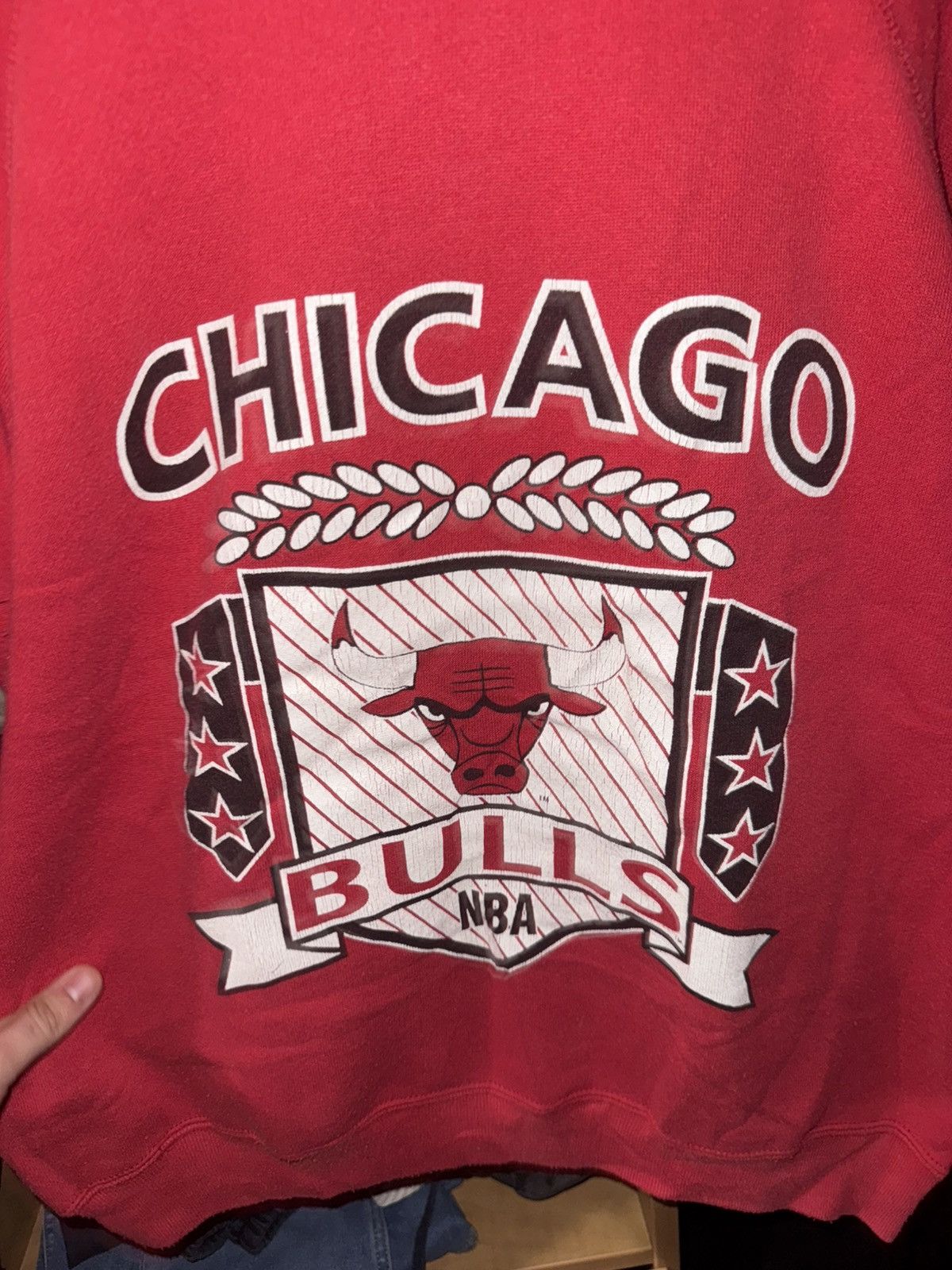 NBA × Vintage Vintage 90s Chicago Bulls NBA Classic Crewneck Red Sz L Size US L / EU 52-54 / 3 - 3 Thumbnail