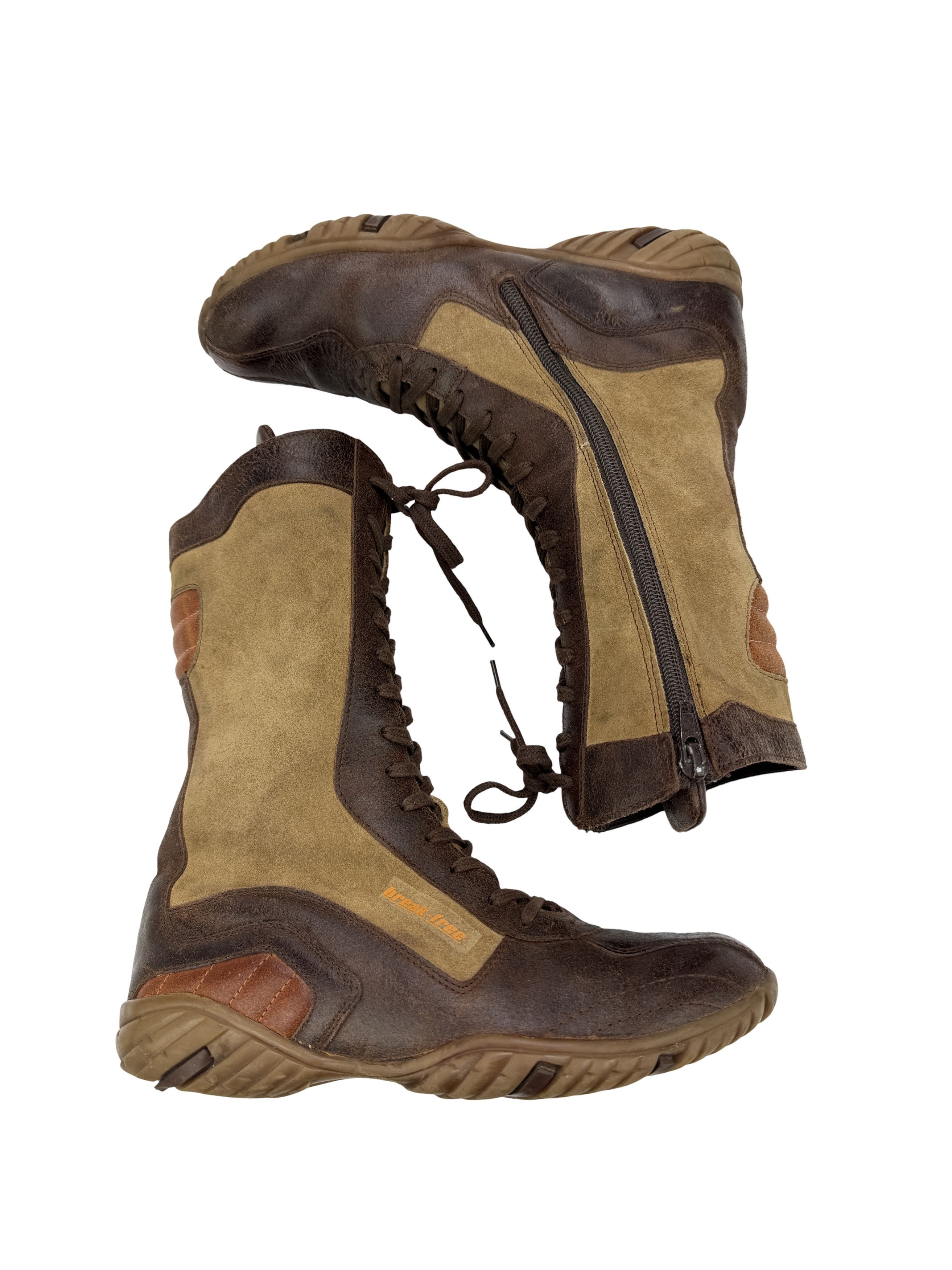 Vintage Vintage Y2K Lace Up Brown Leather Boots Avant Garde Size US 6 / IT 36 - 1 Thumbnail