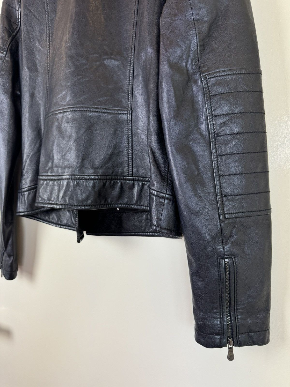 Banana Republic Leather biker moto motorcycle jacket quilted sleeves S Size S / US 4 / IT 40 - 10 Thumbnail