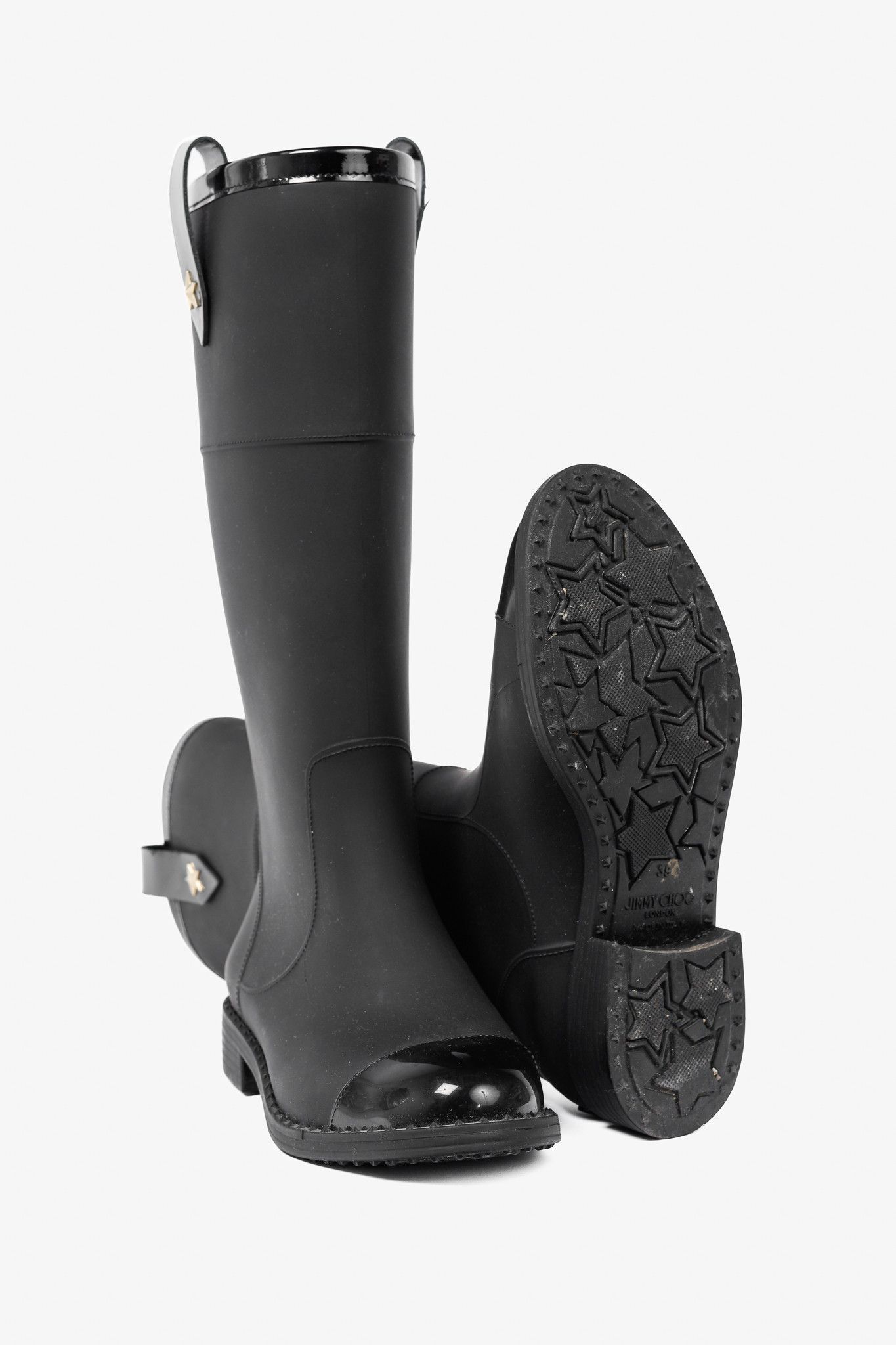 Jimmy Choo Jimmy Choo Edith Black Rubber Cap-Toe Rain Boots Size US 8.5 / IT 38.5 - 4 Thumbnail