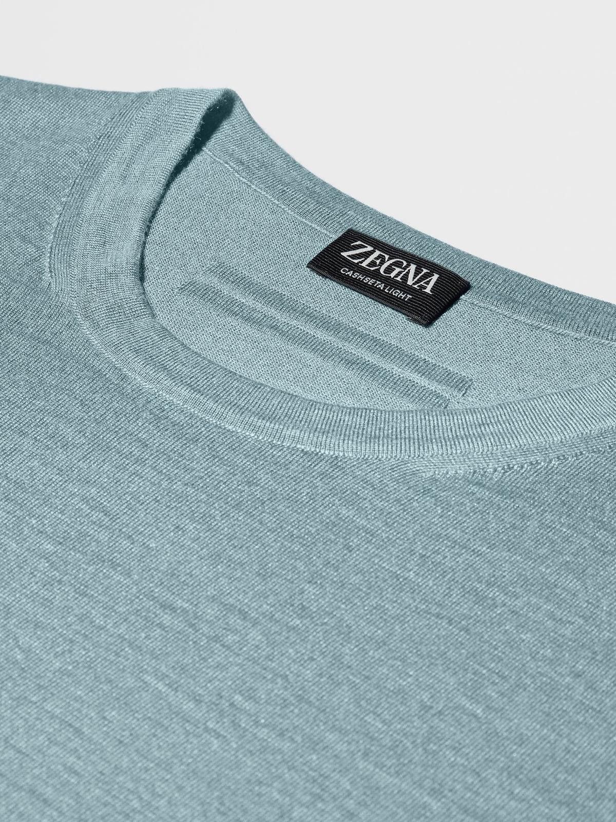 Ermenegildo Zegna o1s1rm0426 Crewneck Sweater in Light Blue Size US M / EU 48-50 / 2 - 3 Thumbnail