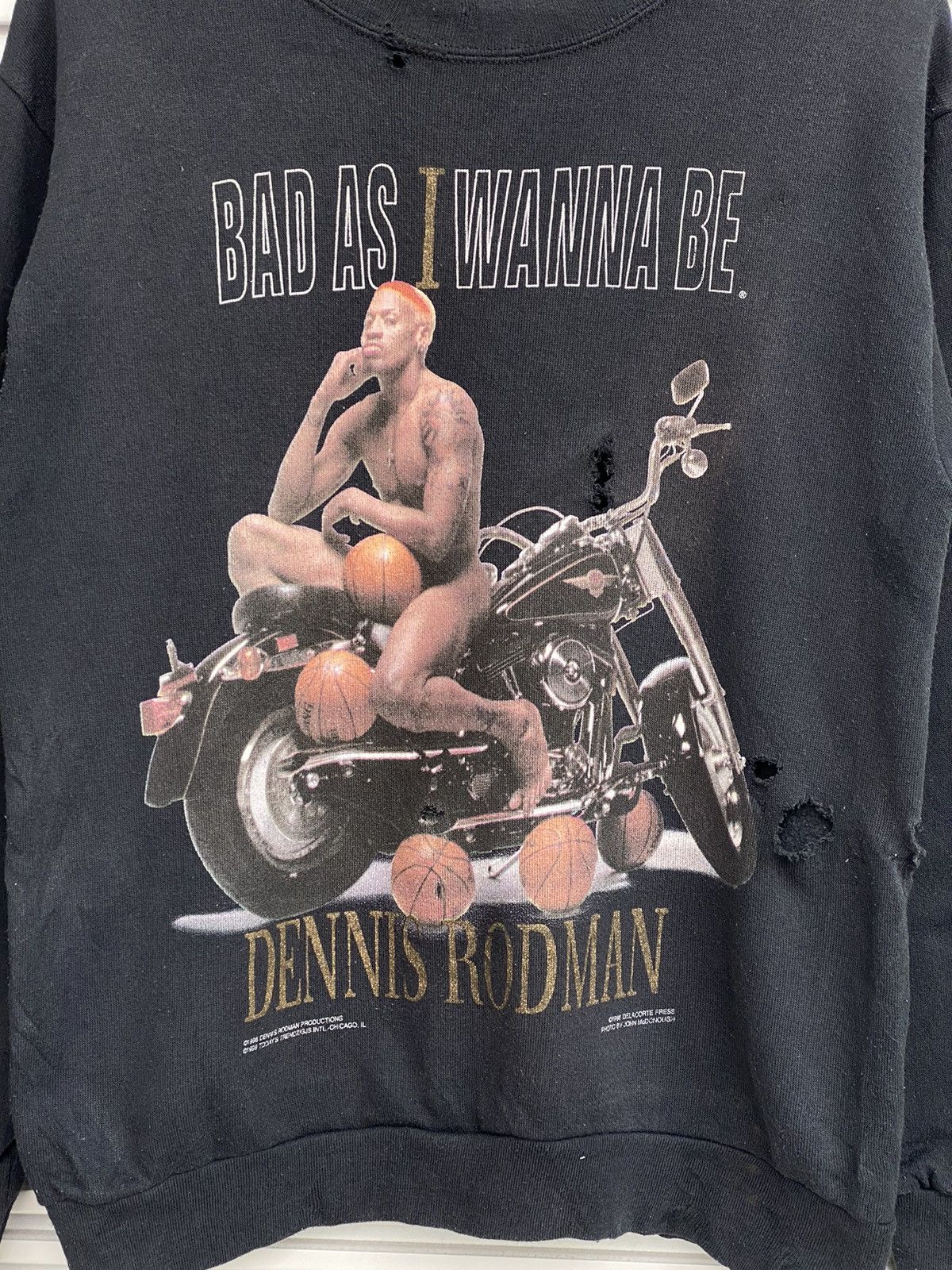 Band Tees Vintage Dennis Rodman Distressed Crewneck/ Sade Travis Scott Size US M / EU 48-50 / 2 - 2 Thumbnail