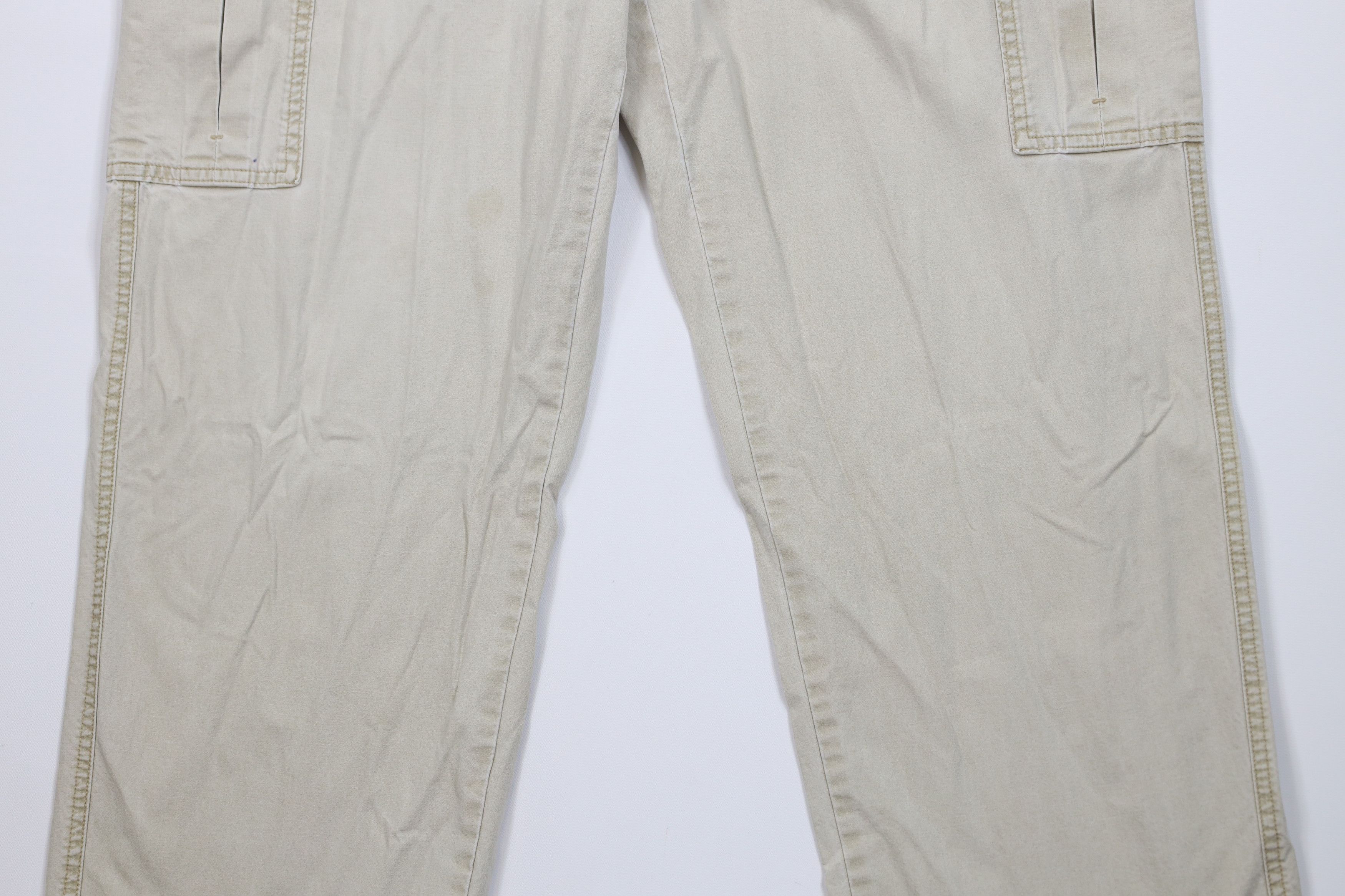 L.L. Bean Vintage 90s LL Bean Stonewash Wide Leg Cargo Pants Beige Size US 34 / EU 50 - 3 Thumbnail