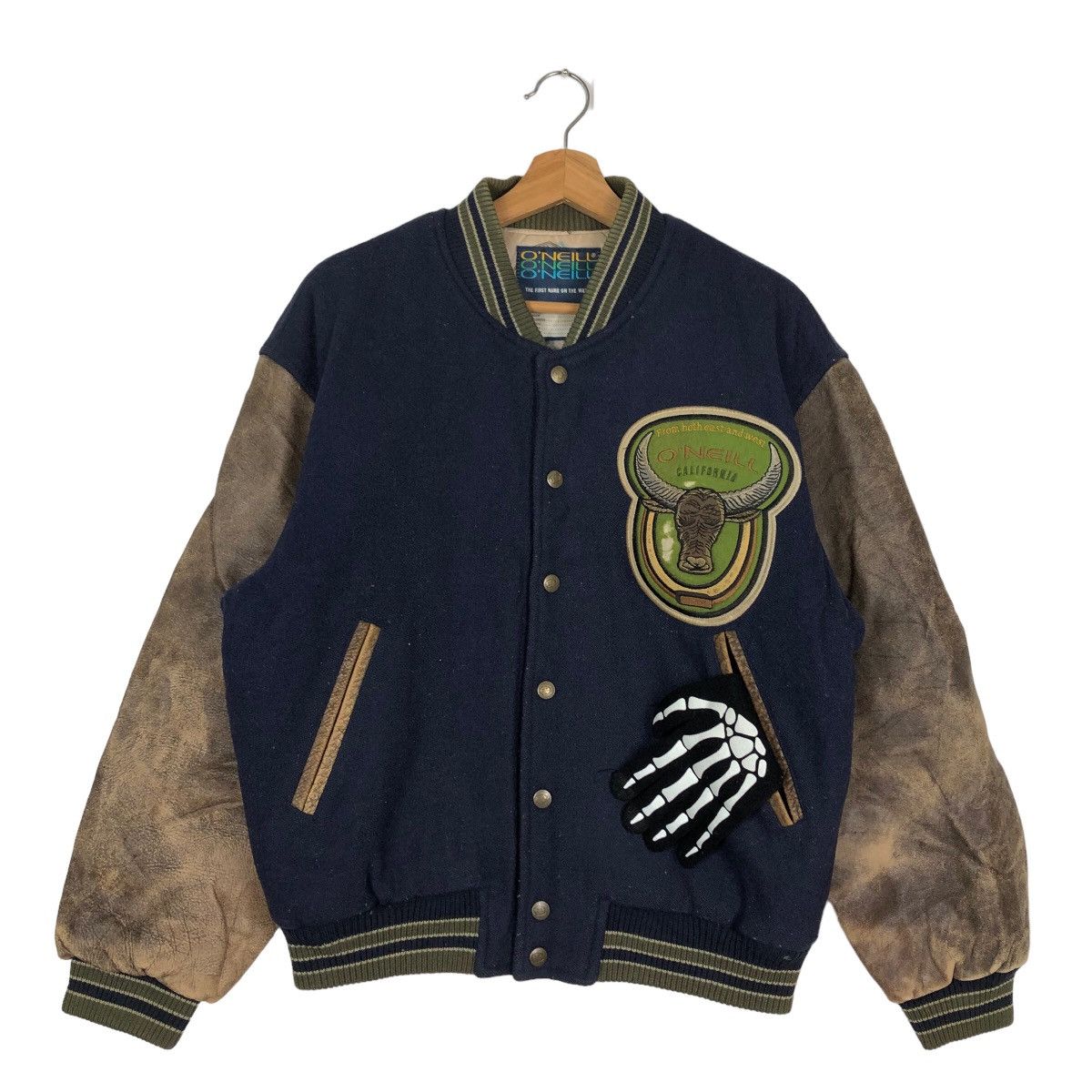Japanese Brand 🔥90s Rare Vintage Varsity Jacket O’neill Santa Cruz Leather Size US M / EU 48-50 / 2 - 3 Thumbnail