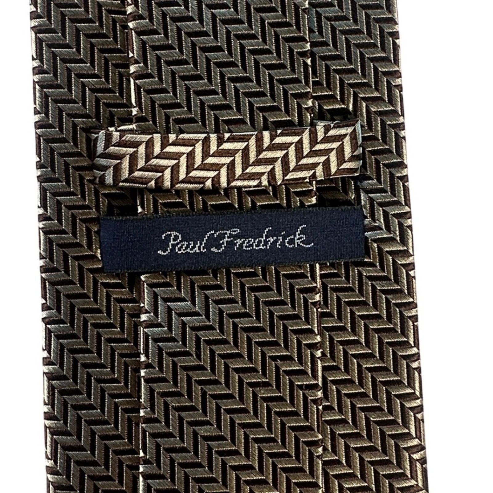 Paul Fredrick Paul Fredrick Silk Tie Herringbone Pattern Brown Formal NWT Size ONE SIZE - 4 Thumbnail
