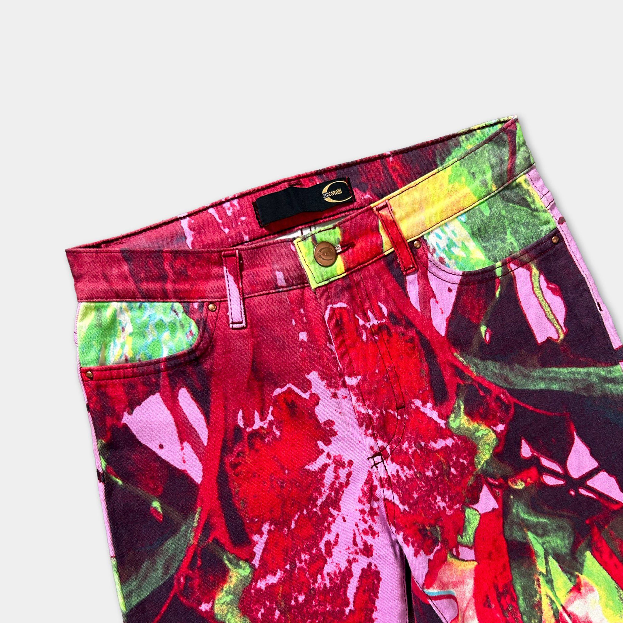 Just Cavalli Just Cavalli Pink Floral Print Denim Jeans Size 26" / US 2 / IT 38 - 2 Thumbnail