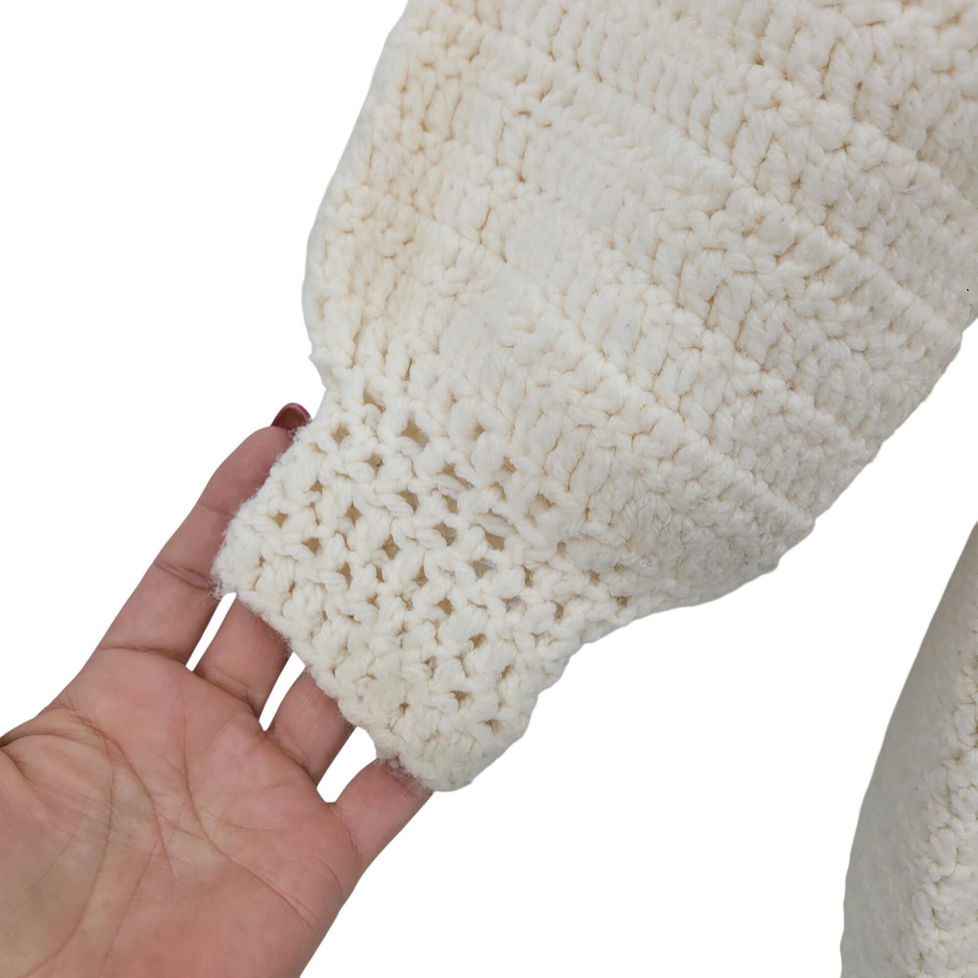 Handmade Vtg 70s Cream Handmade Coatigan Cardigan Puff Sleeve Pockets Size M / US 6-8 / IT 42-44 - 8 Thumbnail