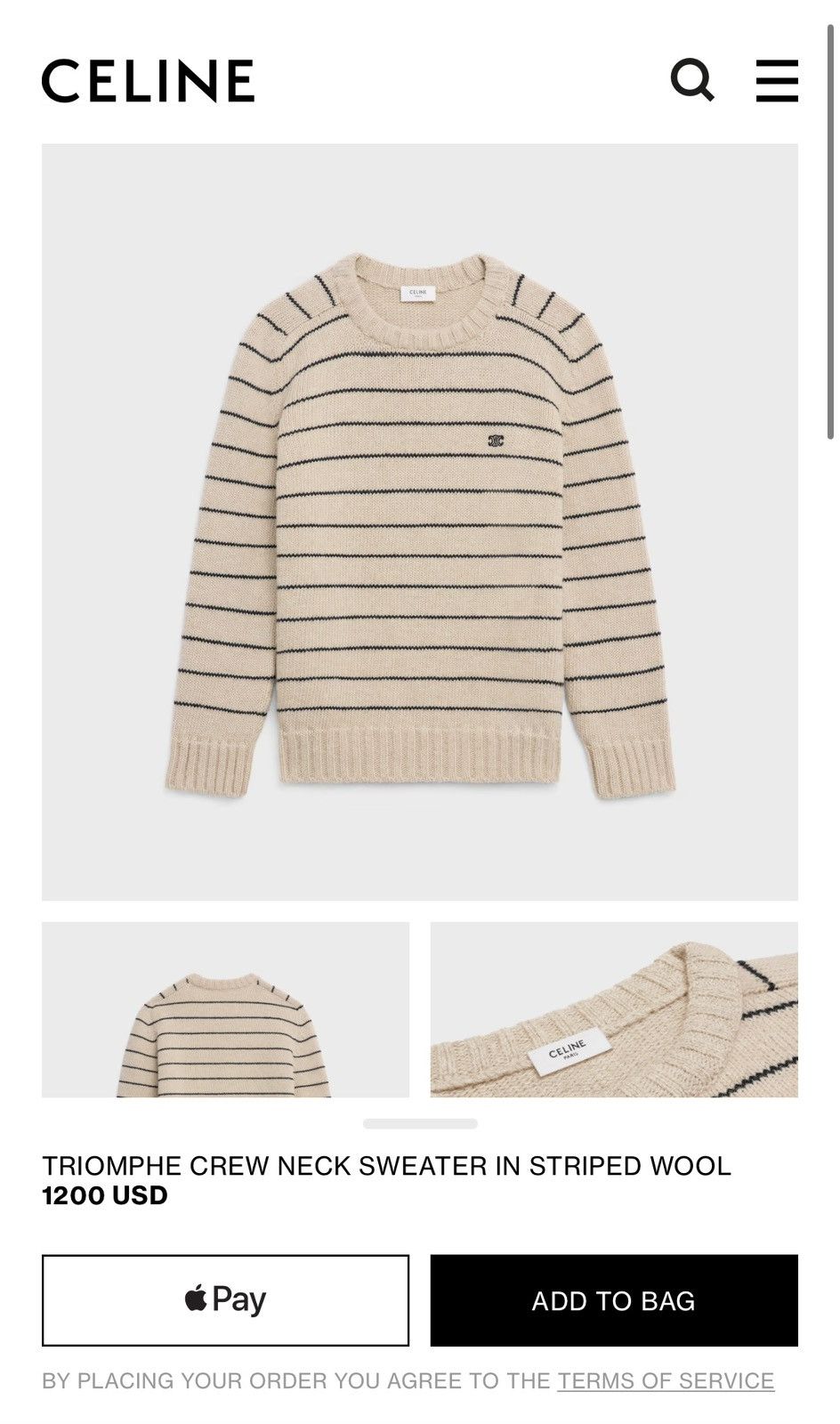 Celine $1.2k Celine red black stripe 💯% wool crew sweater S Hedi Size US S / EU 44-46 / 1 - 2 Thumbnail