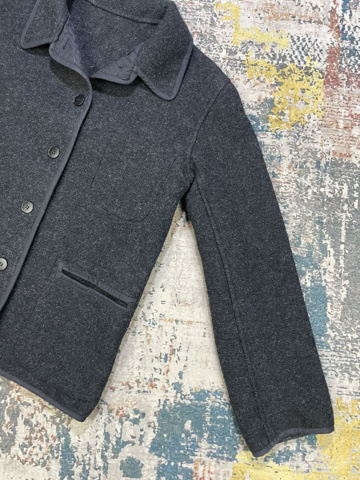 agnes b. Vintage Agnes B. Ash Gray Piped Trim Button Up Wool Jacket Size XS / US 0-2 / IT 36-38 - 4 Thumbnail