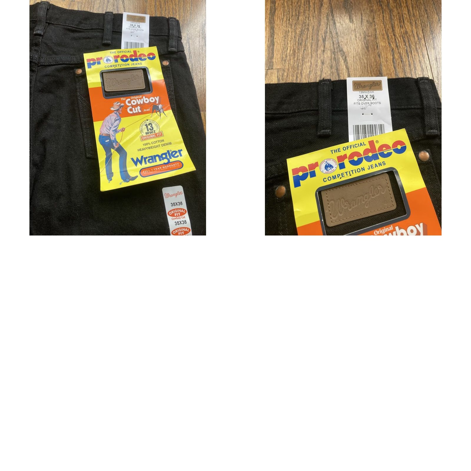 Wrangler Wrangler 13MWZ Cowboy Cut Jeans Mens 35x36 Black Regular Denim Cotton 34 Inseam NWT Vintage No Size US 35 - 9 Thumbnail