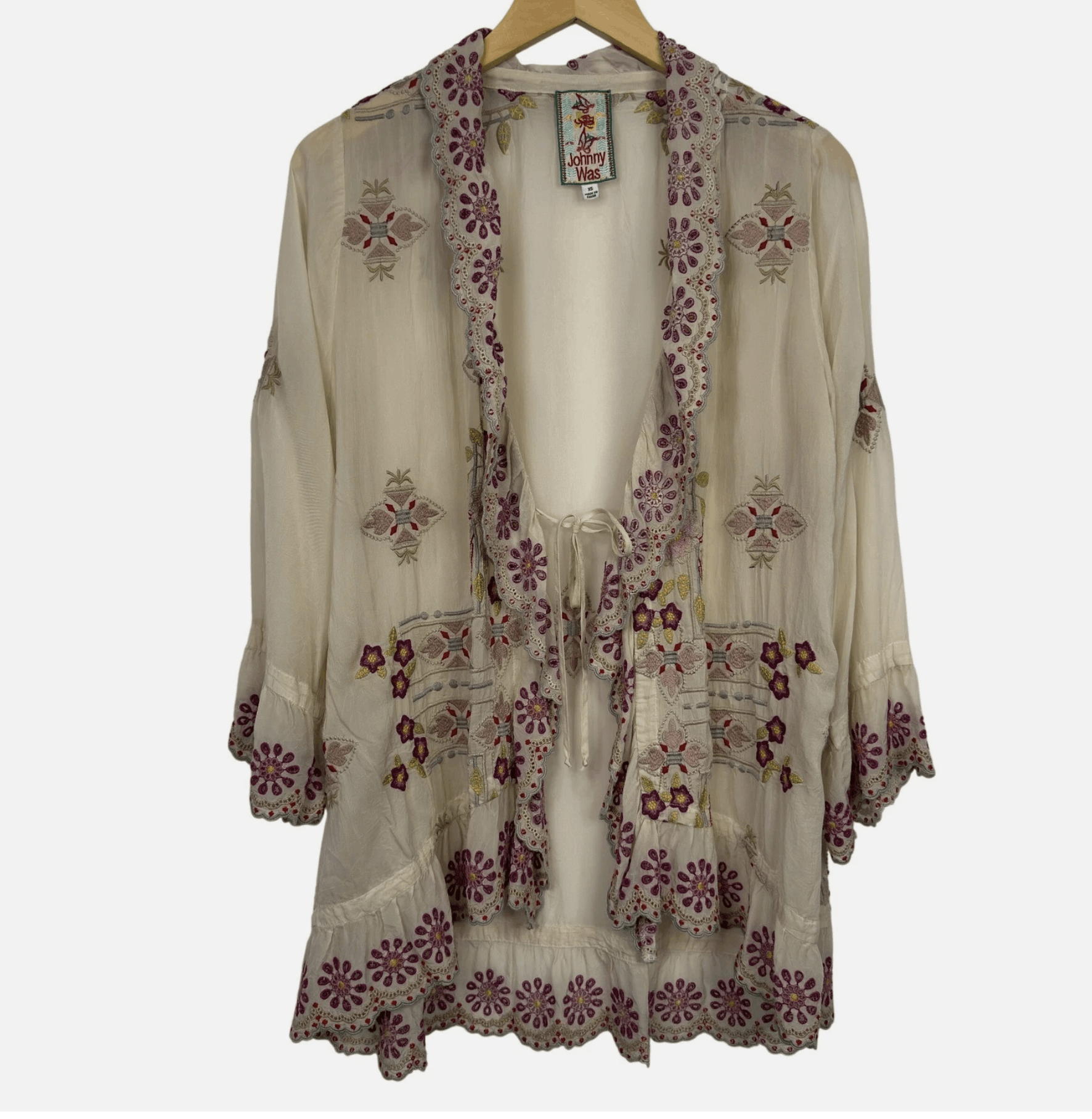 Johnny Was Johnny Was Embroidered Boho Kimono Jacket Size XS / US 0-2 / IT 36-38 - 2 Thumbnail