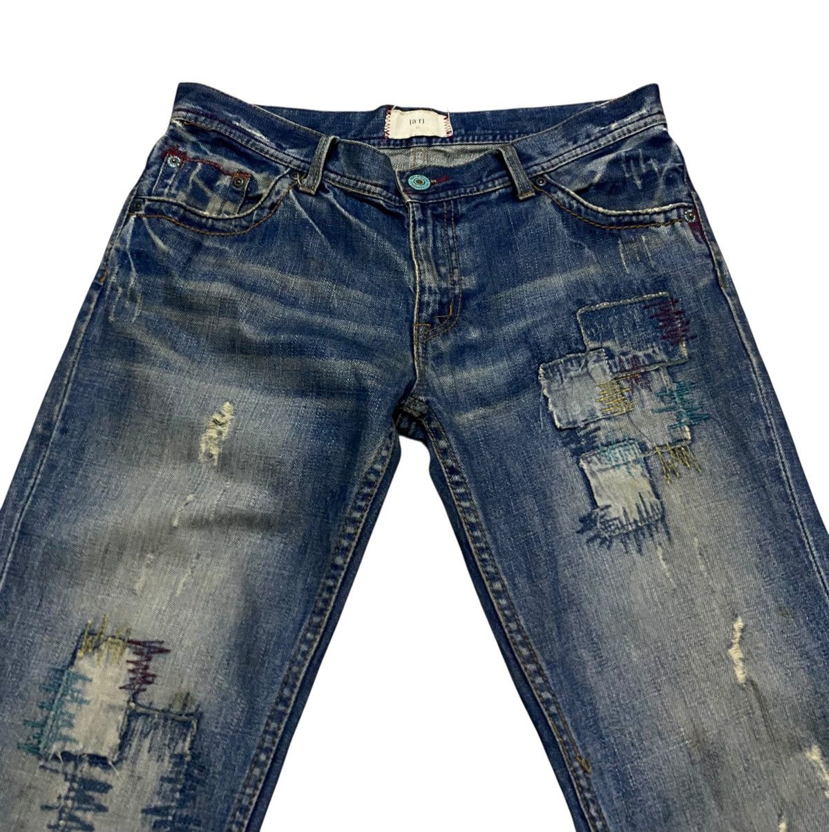 14th Addiction Very Rare Vintage Brand La:Rl Flared Patchwork Jeans 2000s Size US 31 - 3 Thumbnail