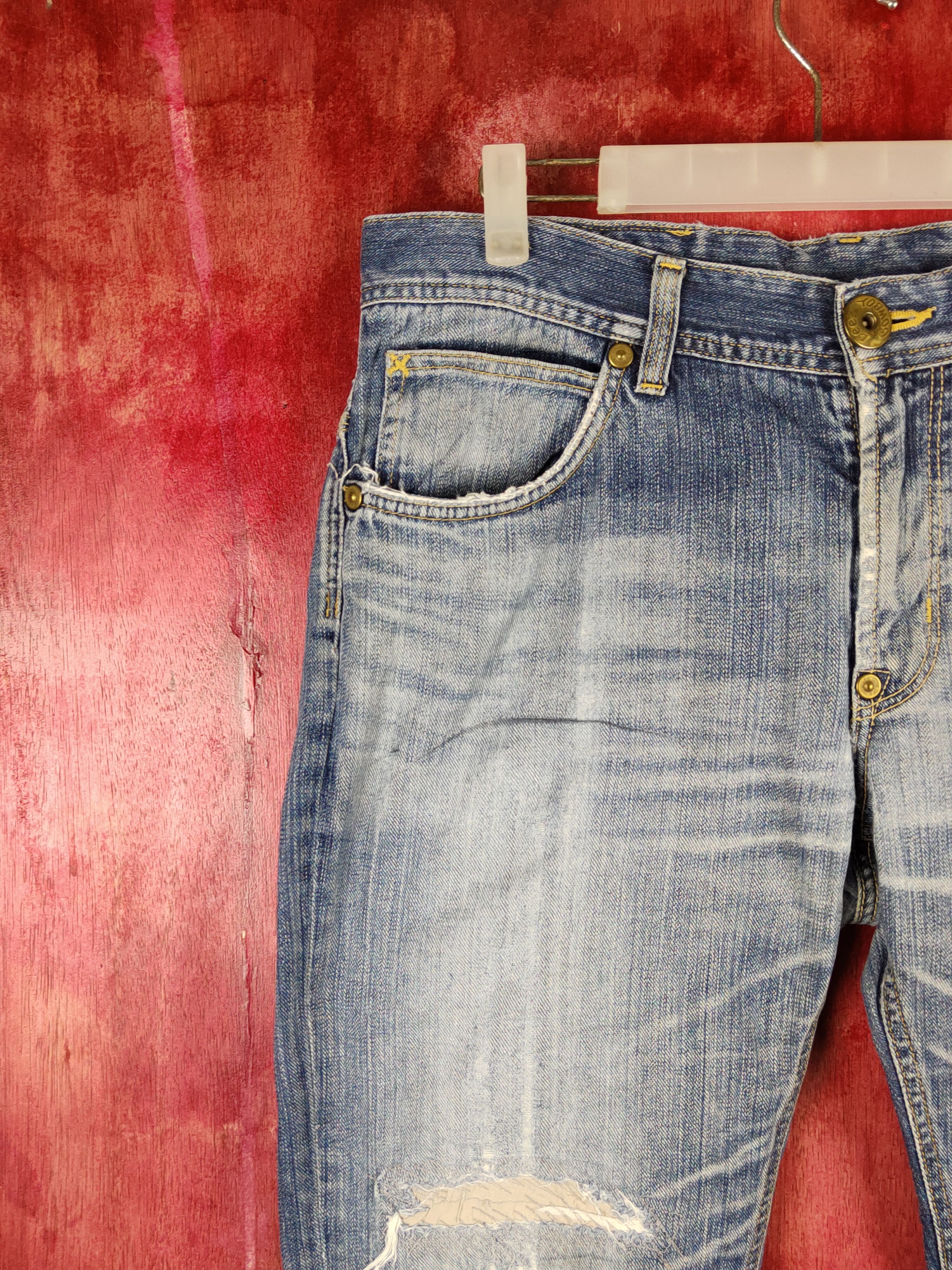 Japanese Brand Lee Blue Distressed Ripped Jeans #S2200 Size US 36 / EU 52 - 3 Thumbnail
