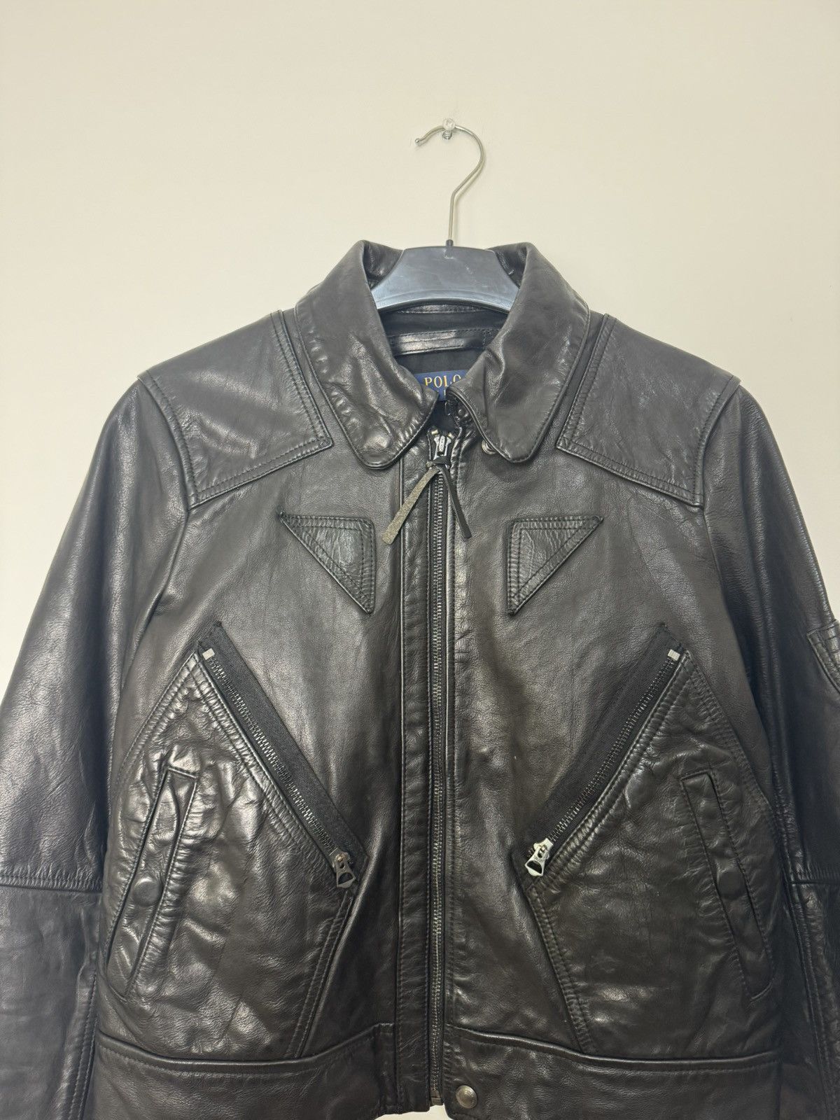 Polo Ralph Lauren × Ralph Lauren Polo Ralph Lauren Leather bomber jacket Moto Racing Biker Size M / US 6-8 / IT 42-44 - 4 Thumbnail