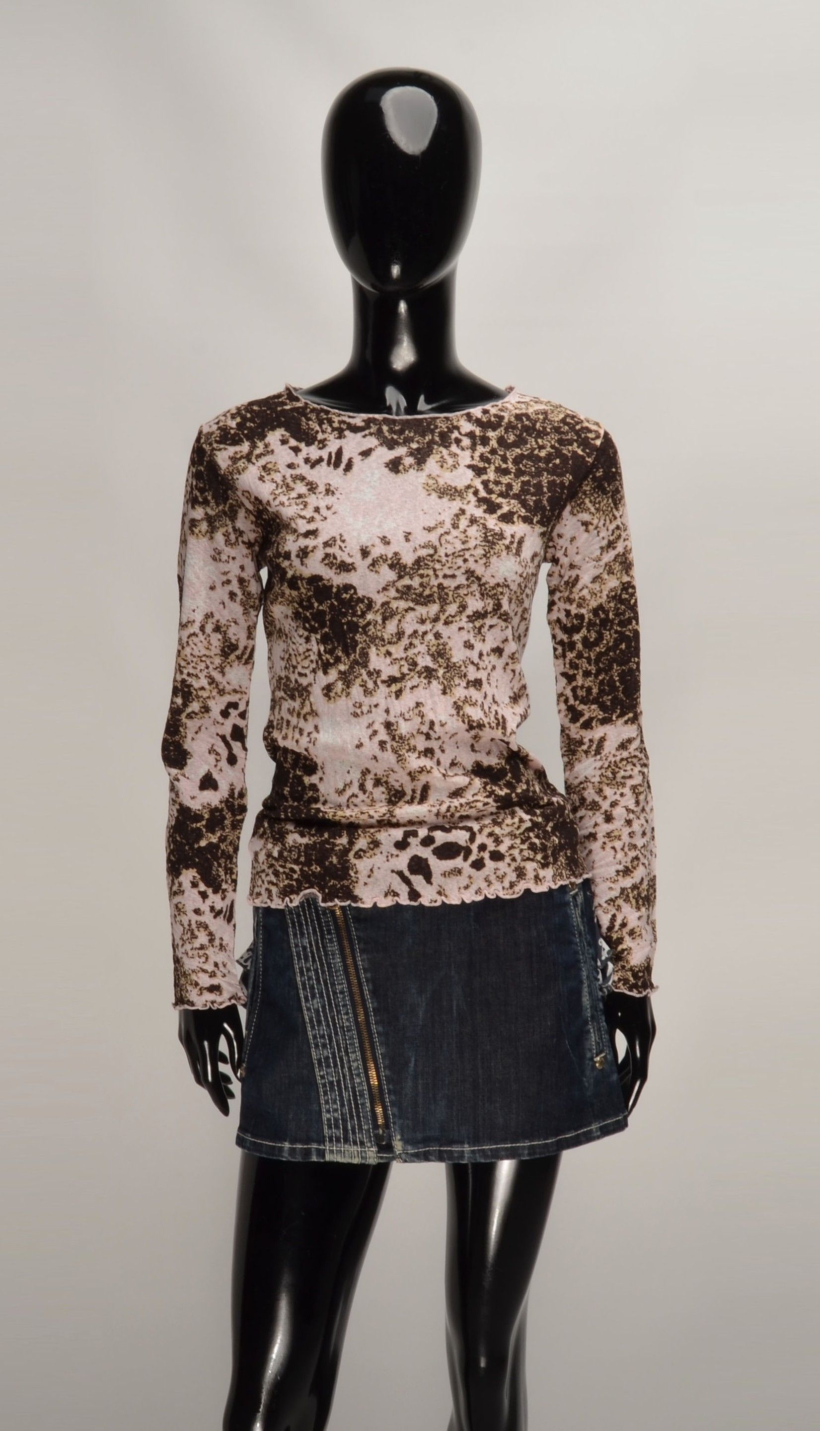 Designer Vintage Flash Y2K Mesh Long Sleeve Blouse Top Size L / US 10 / IT 46 - 1 Thumbnail