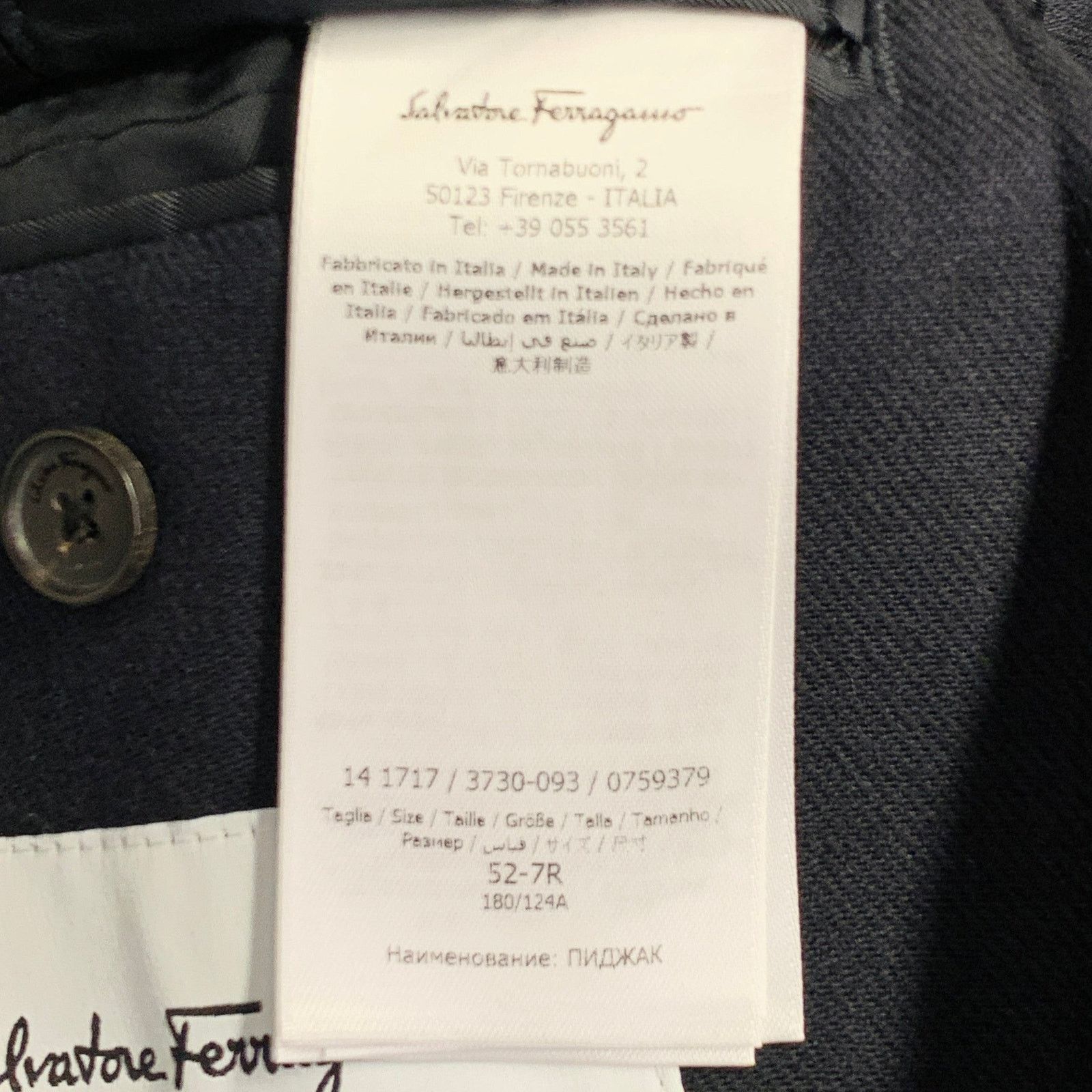 Salvatore Ferragamo Size 42 Navy Twill Virgin Wool Cotton Sport Coat Size 42R - 11 Thumbnail