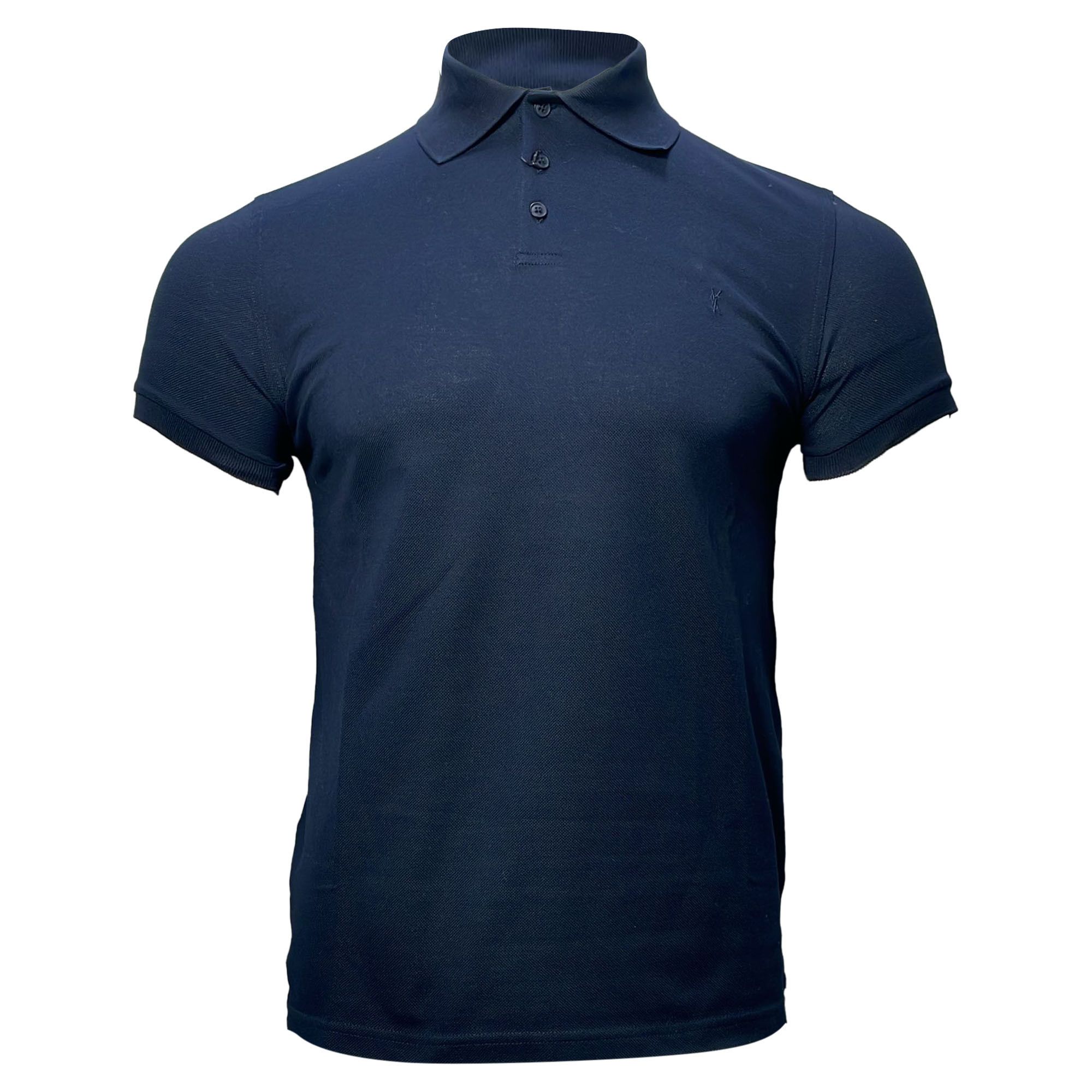 Saint Laurent Paris Saint Laurent Cassandre Embroidered-Logo Polo Shirt in Navy Size US XS / EU 42 / 0 - 1 Thumbnail