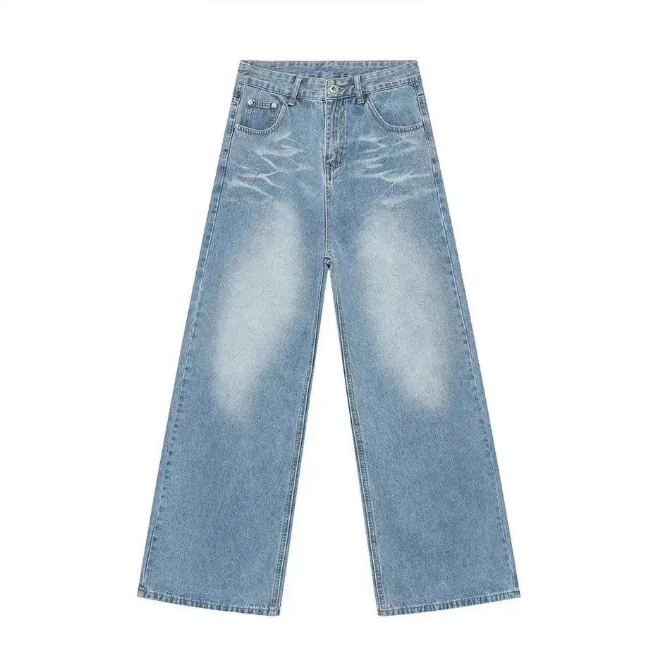 Japanese Brand Retro cat whisker loose straight leg jeans Size US 32 / EU 48 - 6 Thumbnail