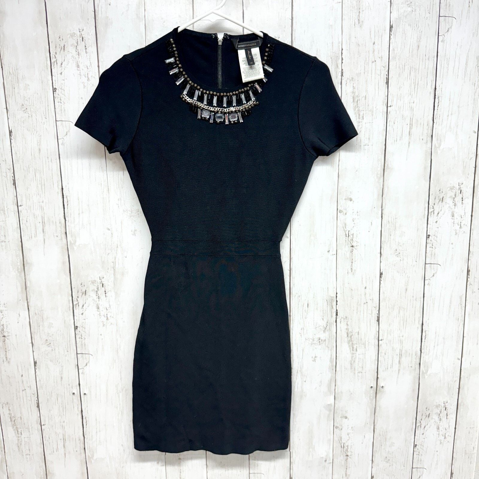 Bcbgmaxazria BCBGMAXAZRIA Dress Small Black Beaded Kaylen Bodycon Mini Size XS / US 0-2 / IT 36-38 - 1 Thumbnail