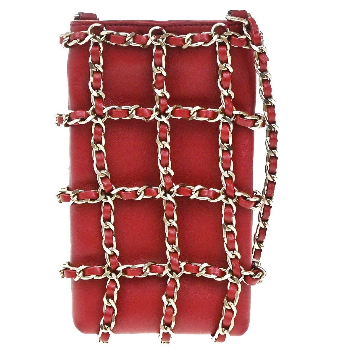 Chanel Chanel Lambskin Tech Me Out With Chain Clutch Red Size ONE SIZE - 2 Thumbnail