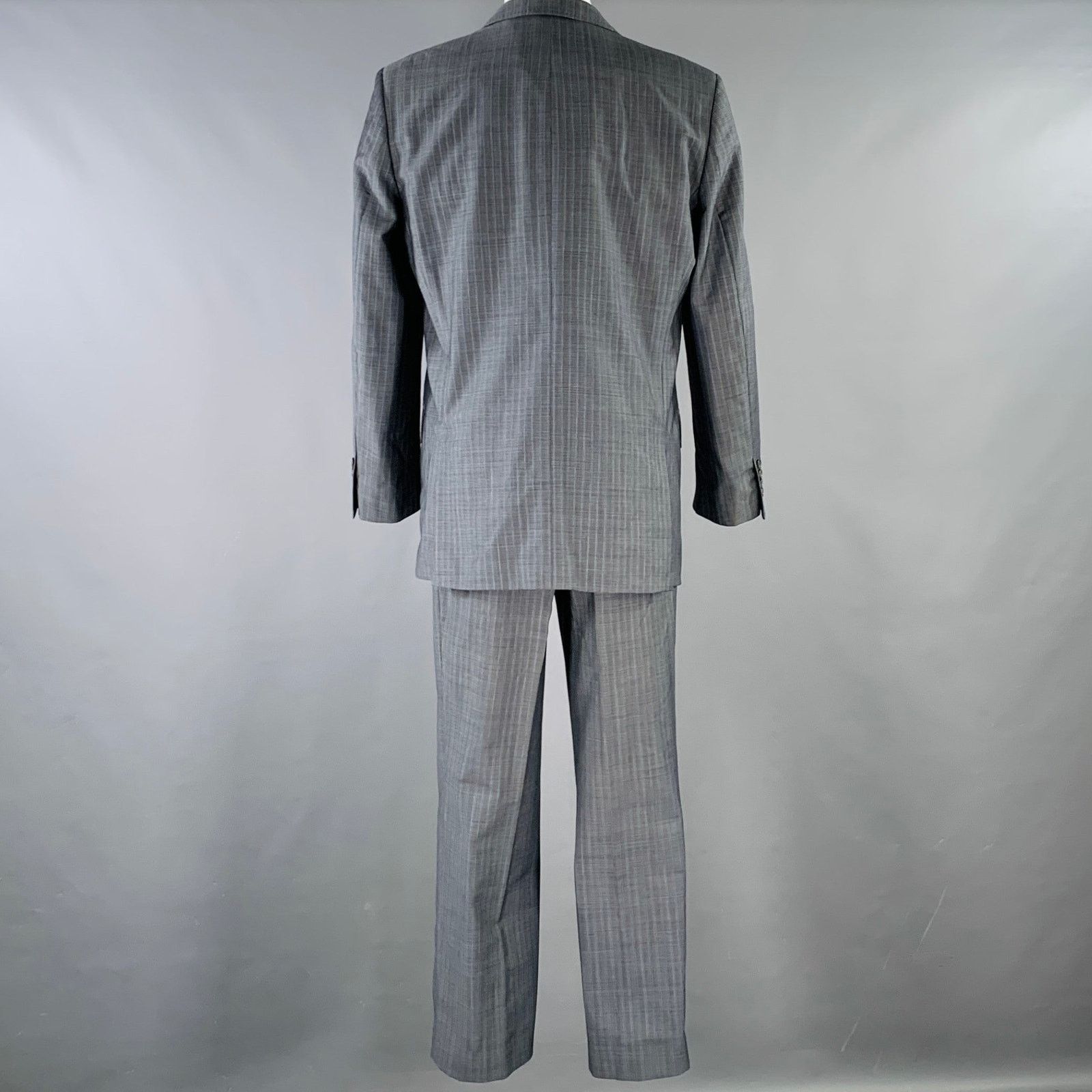 Ted Baker TED BAKER Grey Blue Pinstripe Wool Mohair Notch Lapel Suit Size 40R - 3 Thumbnail