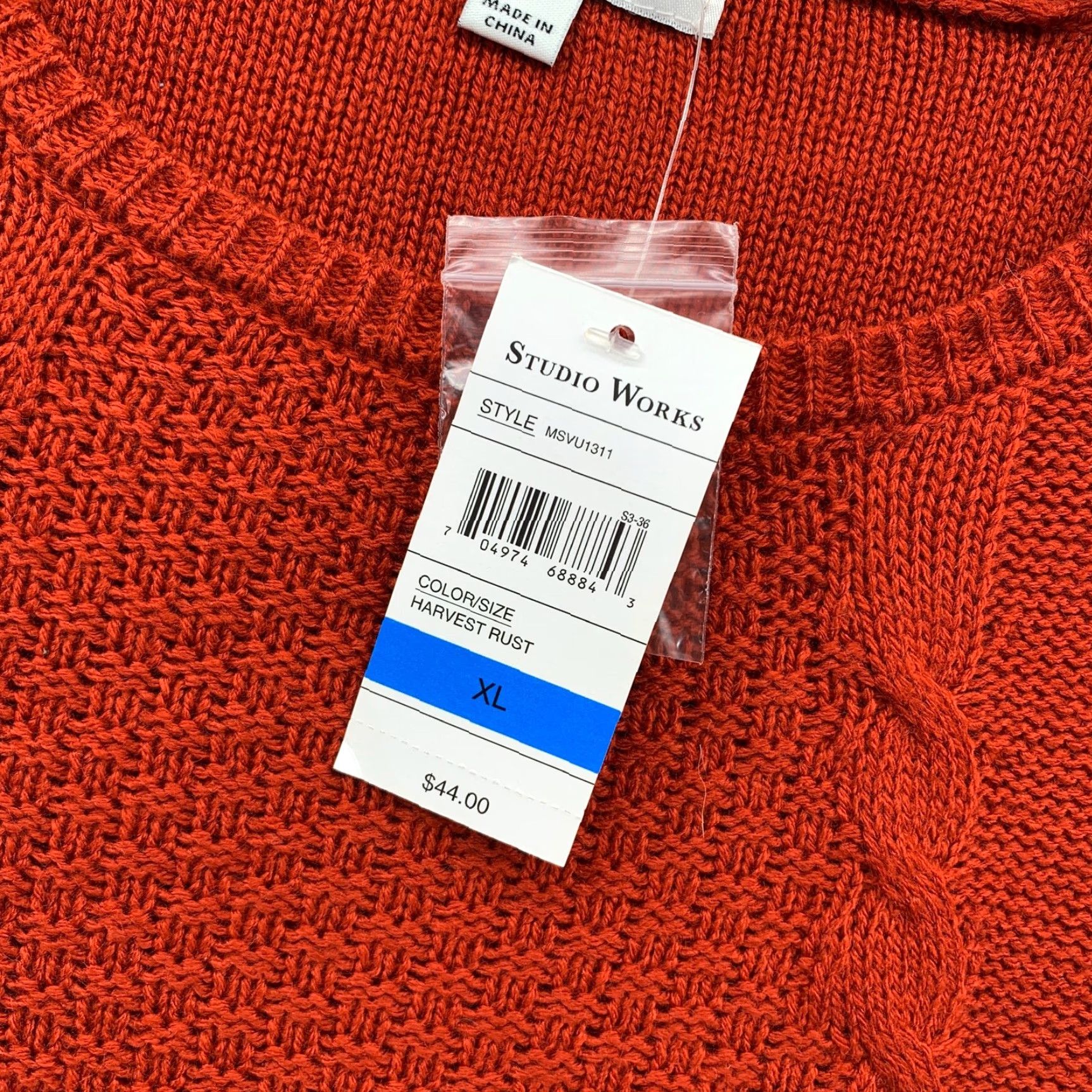 Vintage NEW Studio Works Cable Knit Sweater Women XL Loose Knit Long Sleeve Pullover Rust Orange Size XL / US 12-14 / IT 48-50 - 7 Thumbnail