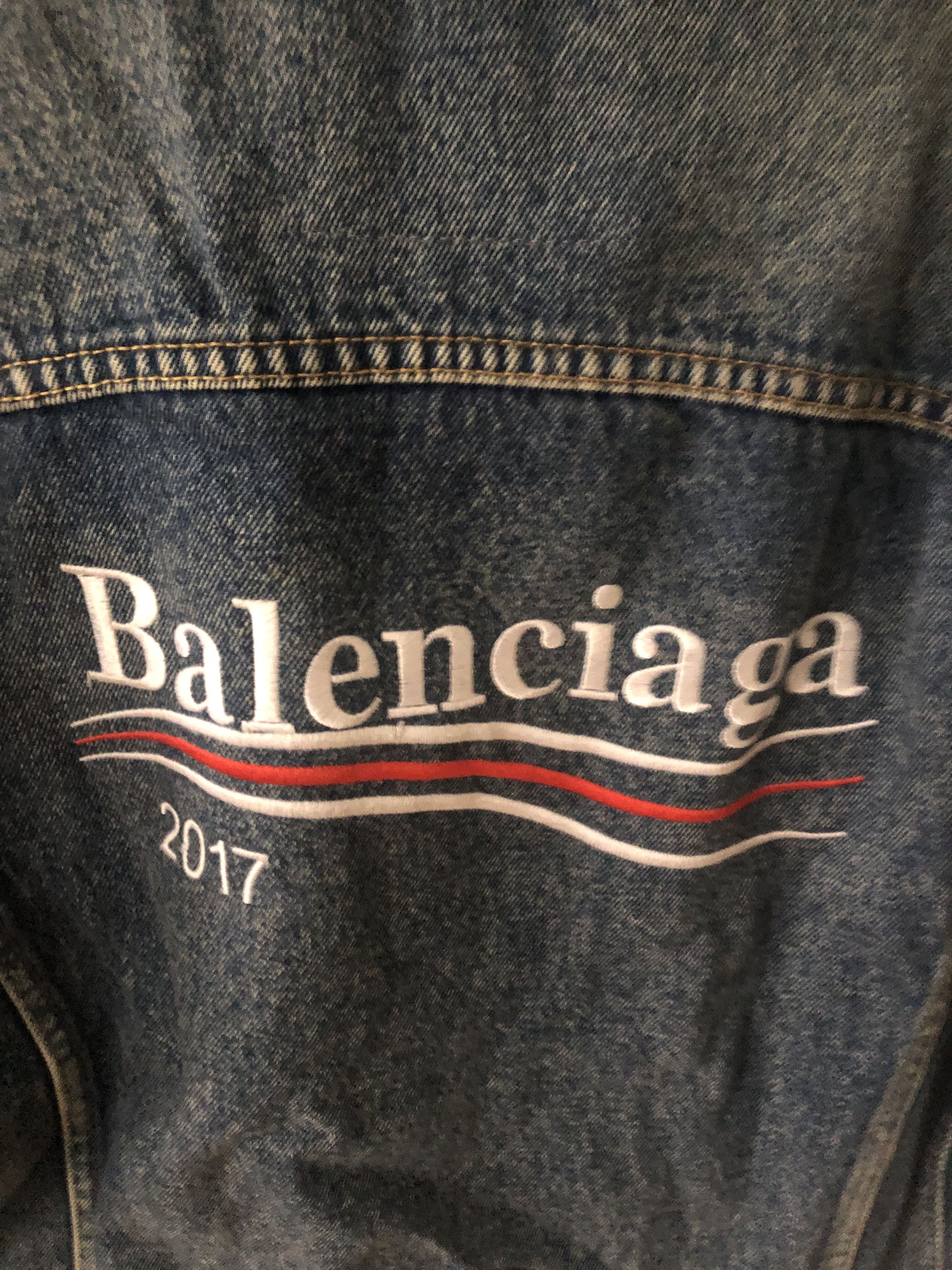 Balenciaga Balenciaga Political campaign distressed denim jacket Size US M / EU 48-50 / 2 - 2 Thumbnail