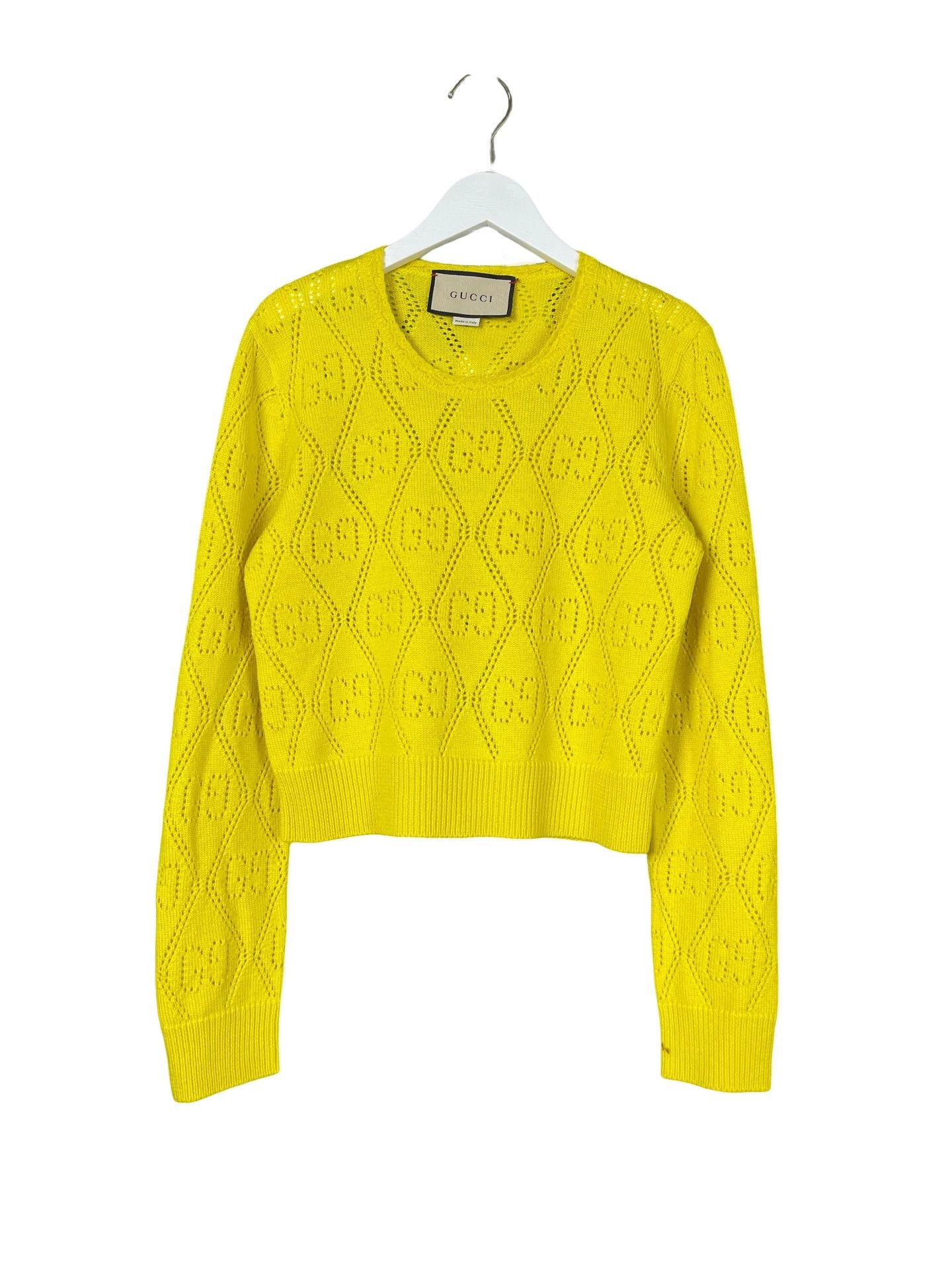 Gucci Gucci Yellow GG Logo Knit Sweater Size XS Size XS / US 0-2 / IT 36-38 - 1 Thumbnail