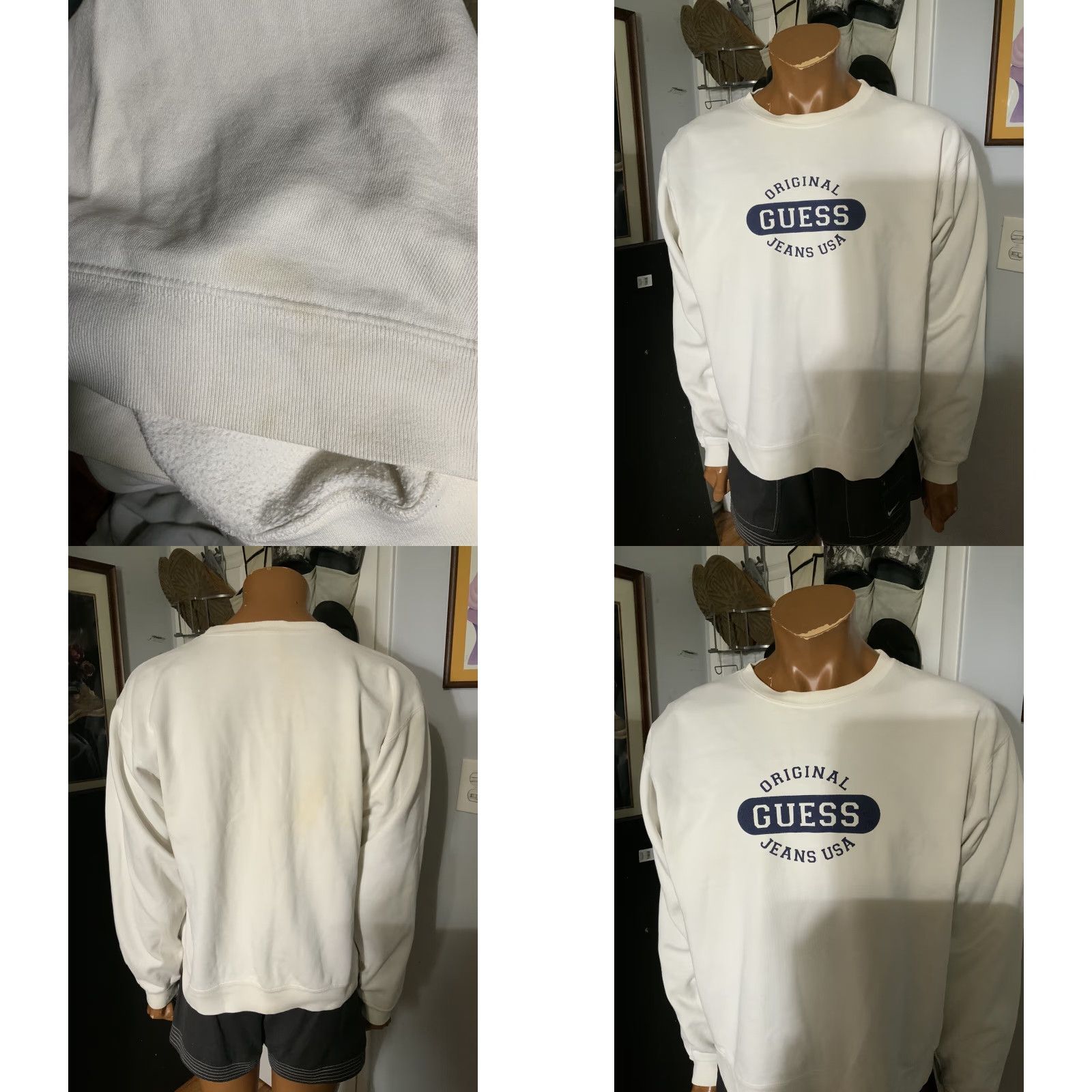Guess VINTAGE Guess Jeans USA Script Graphic Crewneck Pullover Sweatshirt Mens L White 90s Decade Theme" Size US L / EU 52-54 / 3 - 8 Thumbnail