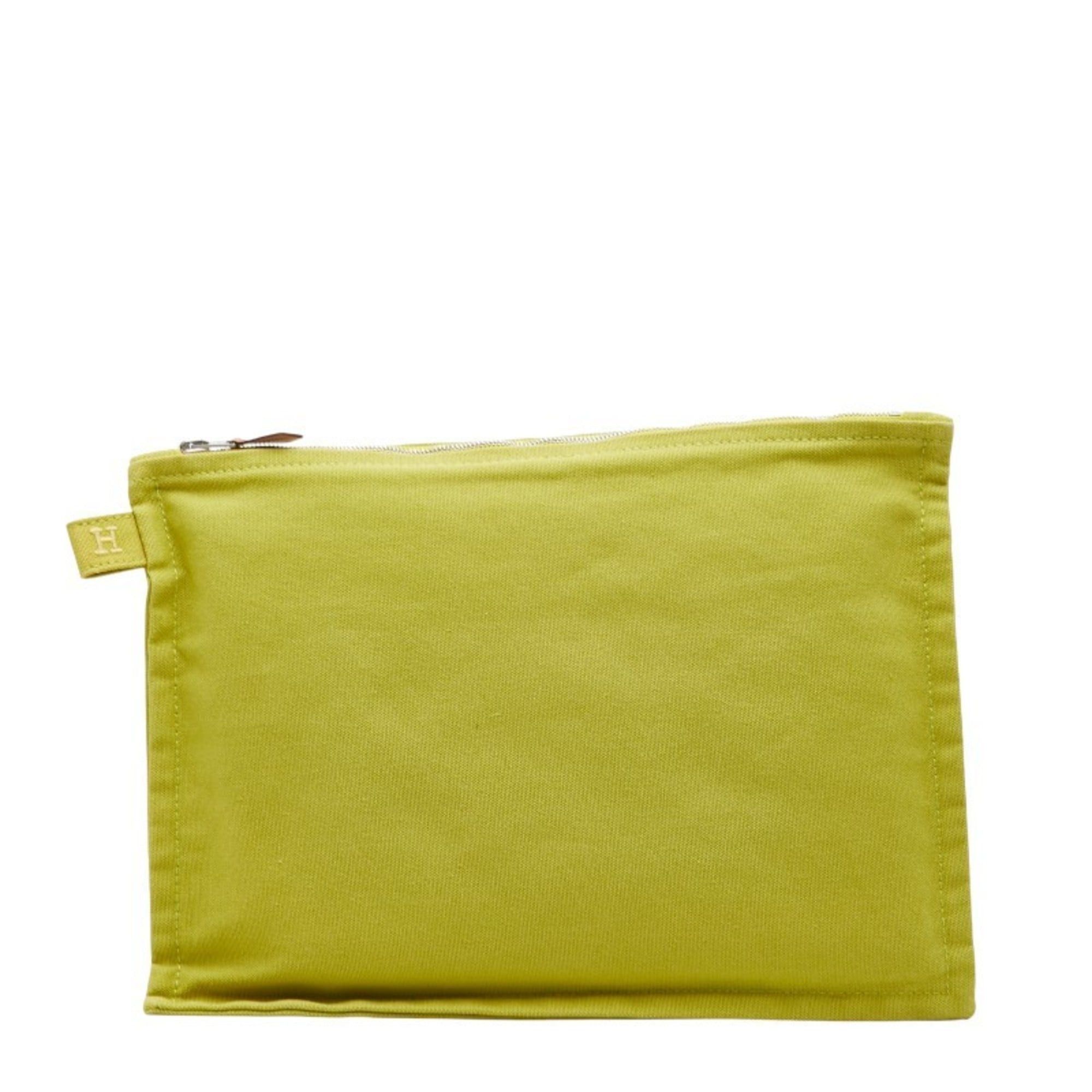 Hermes Hermès Bora MM (Medium) Pouch, Green Cotton, Women's, HERMES Size ONE SIZE - 1 Thumbnail