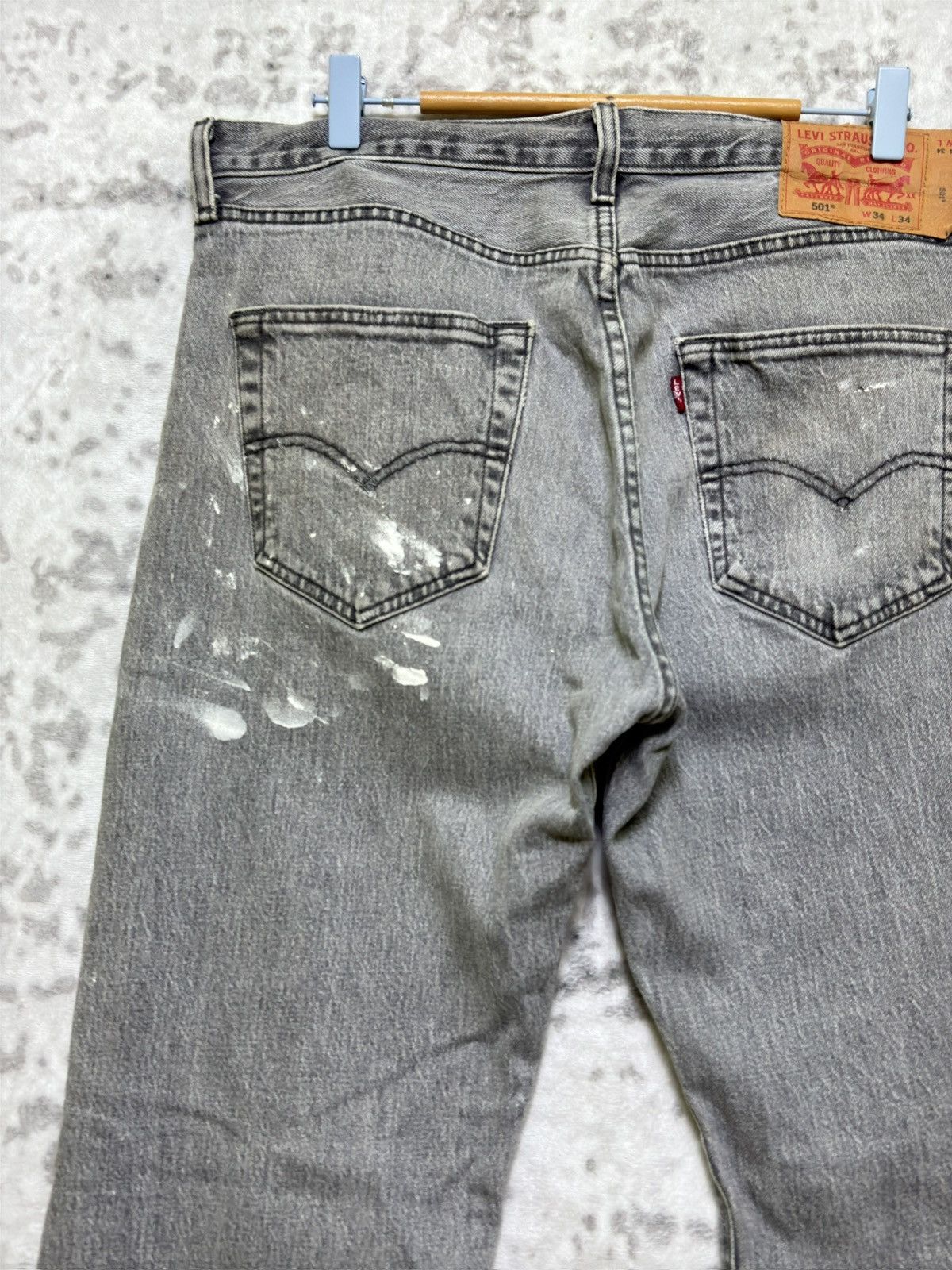 Levi's Vintage Levi’s 501 Gray Washed Paint Splatter Denim Jeans Size US 34 / EU 50 - 11 Thumbnail