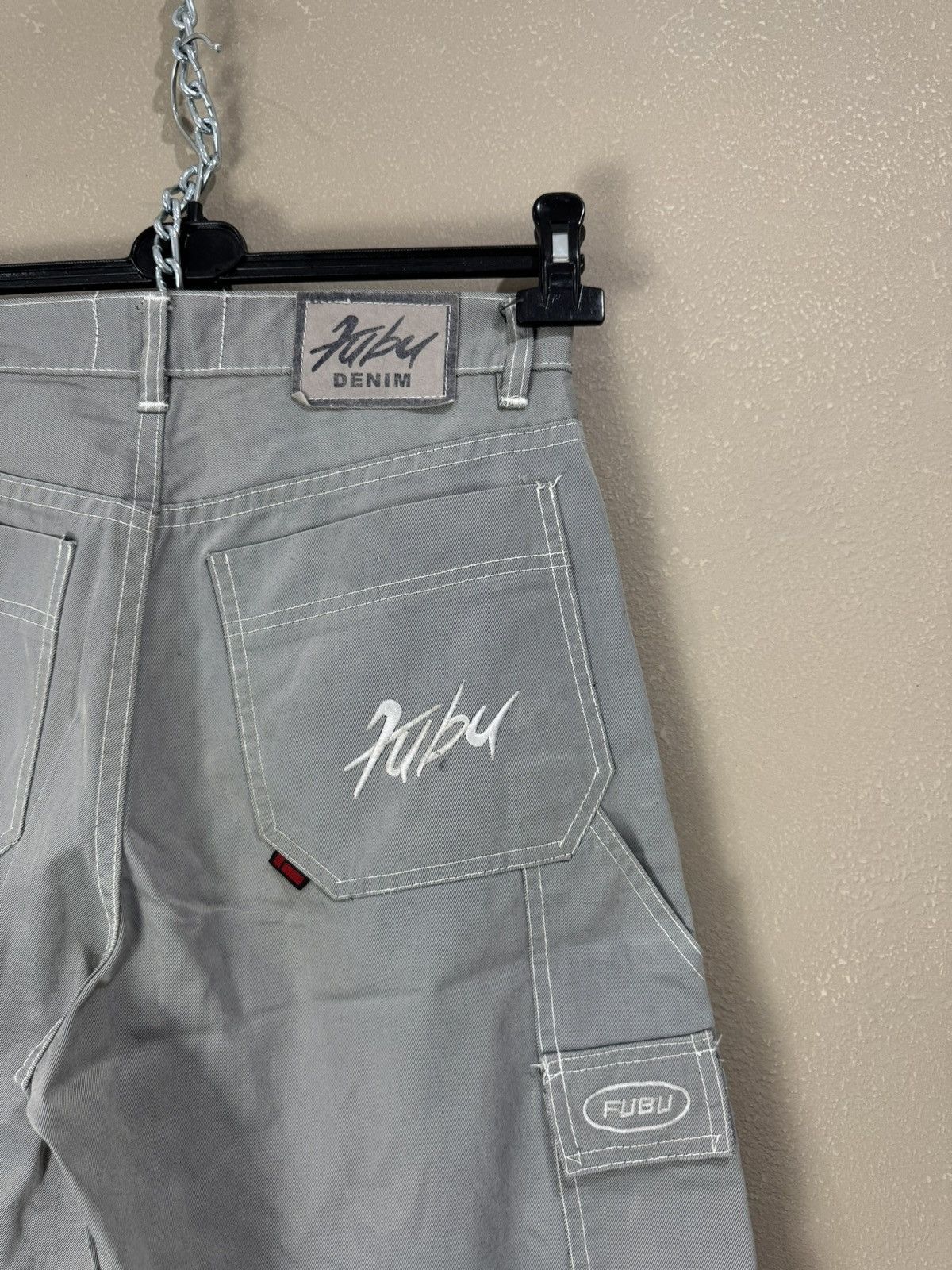 Fubu Washed grey Vintage 90s fubu cargo pants skate y2k Size US 31 - 3 Thumbnail