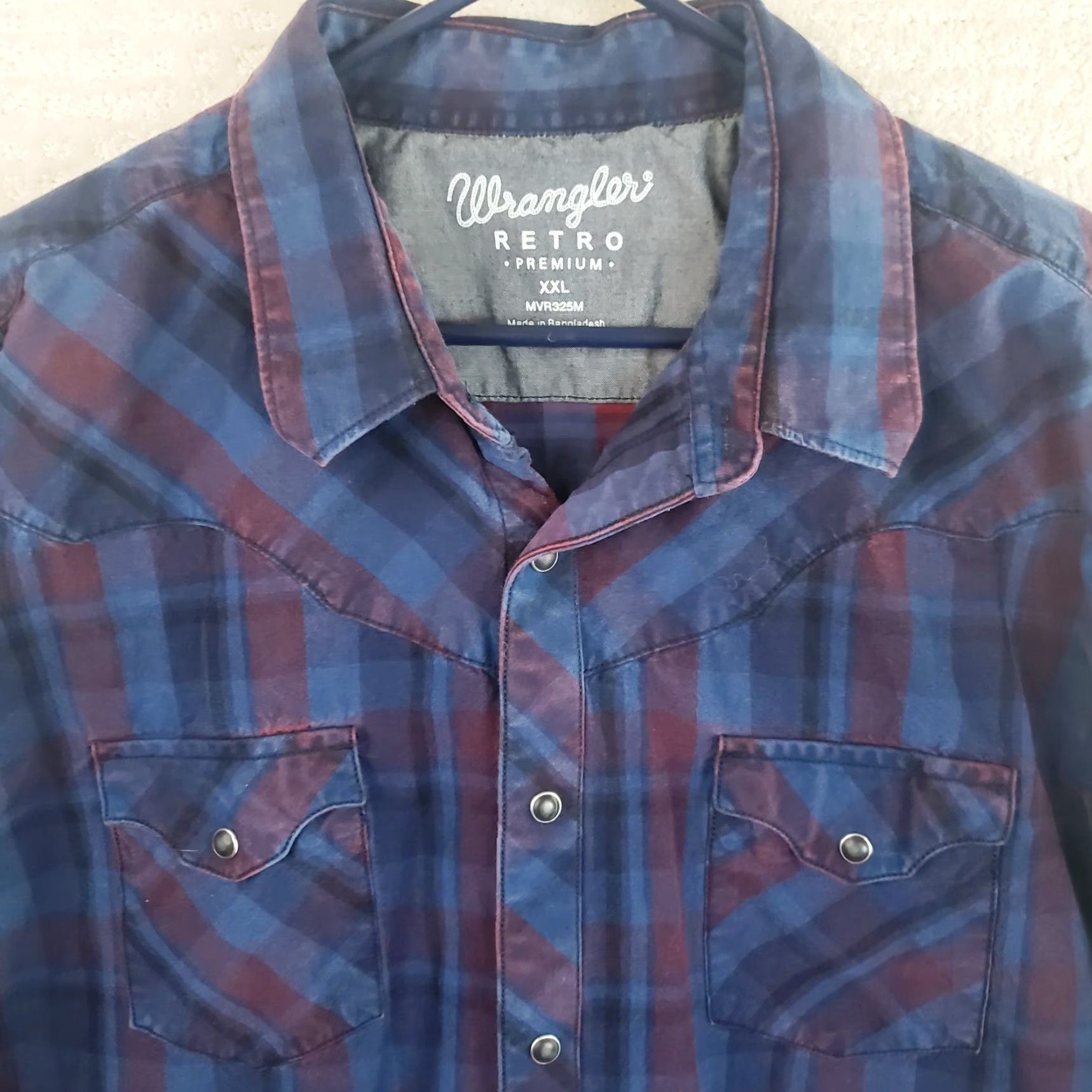Wrangler VINTAGE Wrangler Retro Premium Shirt Men 2XL Blue Plaid Pearl Snap Western 90s Cowboy Casual Mens Size US XXL / EU 58 / 5 - 3 Thumbnail
