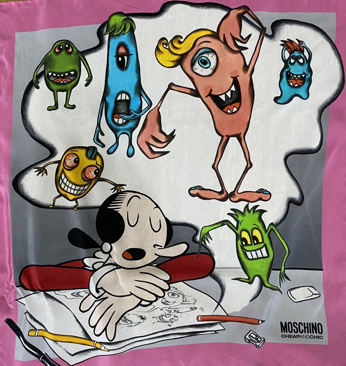 Moschino Moschino Cheap and Chic Seta Scarf Printed Monsters New Size ONE SIZE - 1 Thumbnail