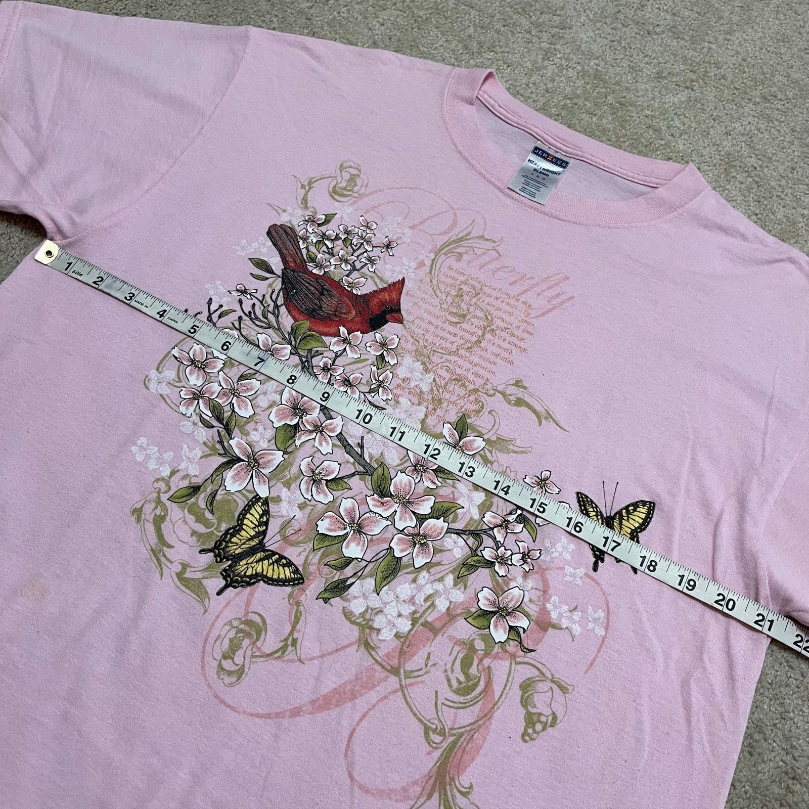 Jerzees Jerzees Cardinal Butterfly Floral Pink Graphic Shirt Large Size US L / EU 52-54 / 3 - 5 Thumbnail