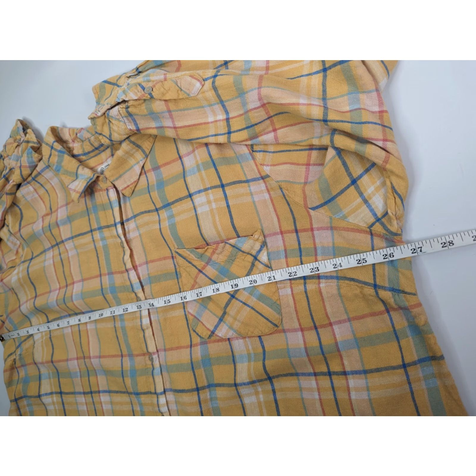 Vintage Candace Cameron Bure Button Top Women 2X Apricot Plaid Linen Viscose Tee Shirt Knit Casual Shirt Size XXL / US 16-18 / IT 52-54 - 5 Thumbnail