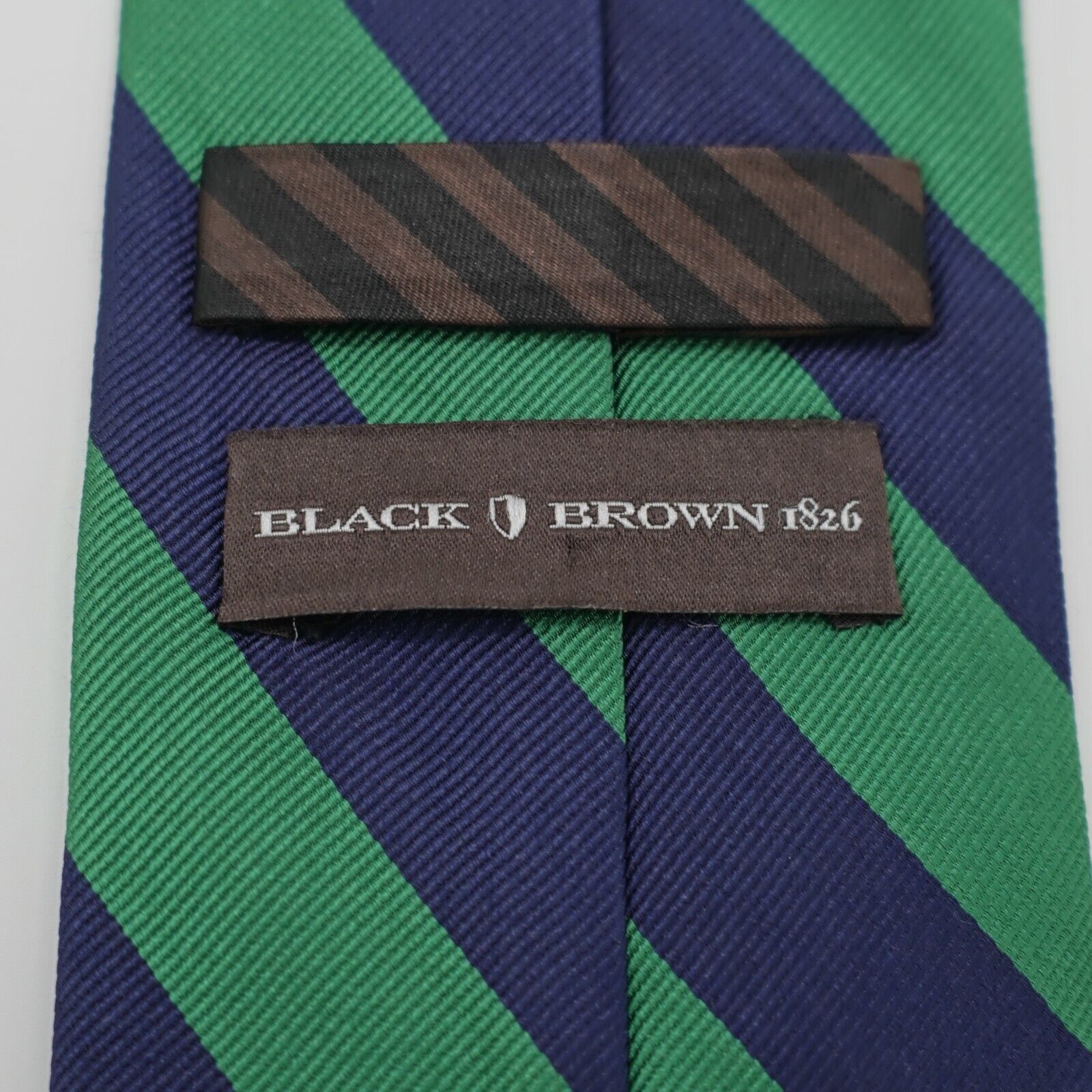Black Brown 1826 Black Brown 1826 Blue Green Striped Woven Silk Tie Size ONE SIZE - 3 Thumbnail