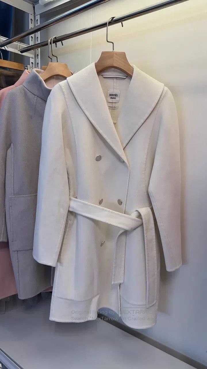 Hermes Hermes White Cashmere Coat Size XXS / US 00 / IT 34 - 3 Thumbnail