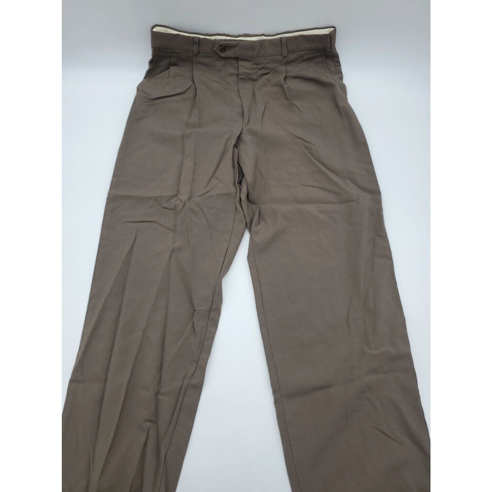 image of VTG Peterborough Row Bloomingdales Men's 100% Wool Brown Pants Size 33.2083 in White
