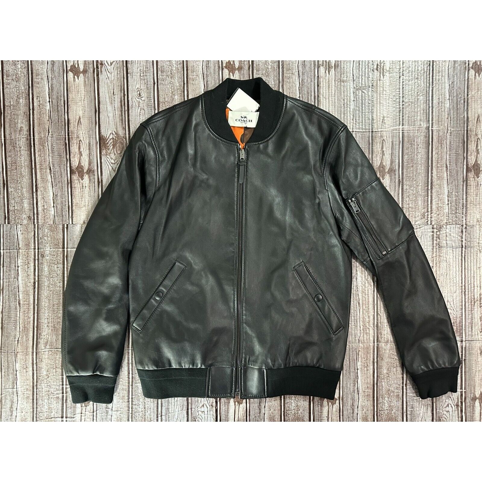 Coach COACH MA-1 Lamb Leather Bomber Flight Biker Jacket sz S Bla | Grailed