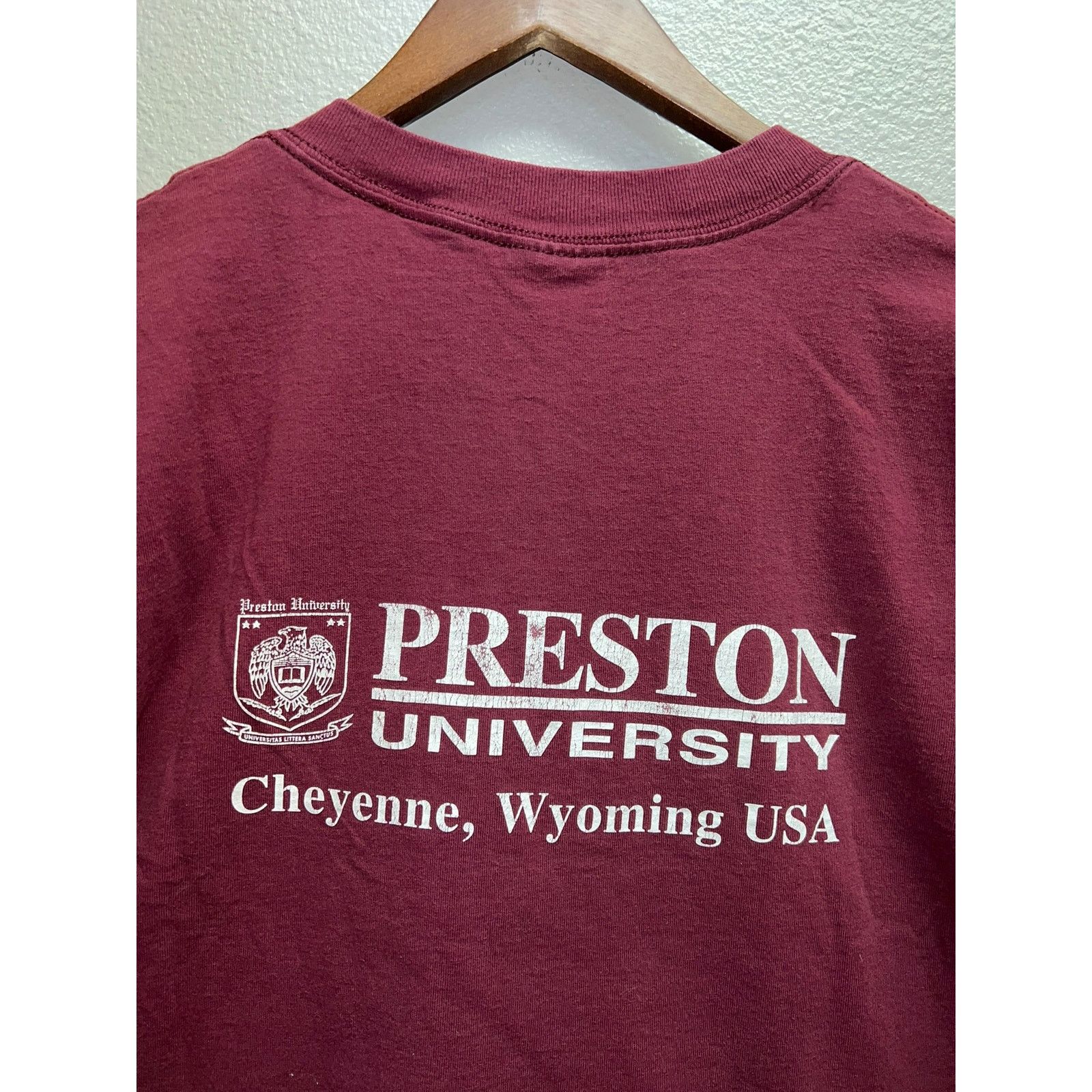 Gildan Vintage Preston University Shirt Cheyenne Wyoming Red Tee XL Size US XL / EU 56 / 4 - 6 Thumbnail