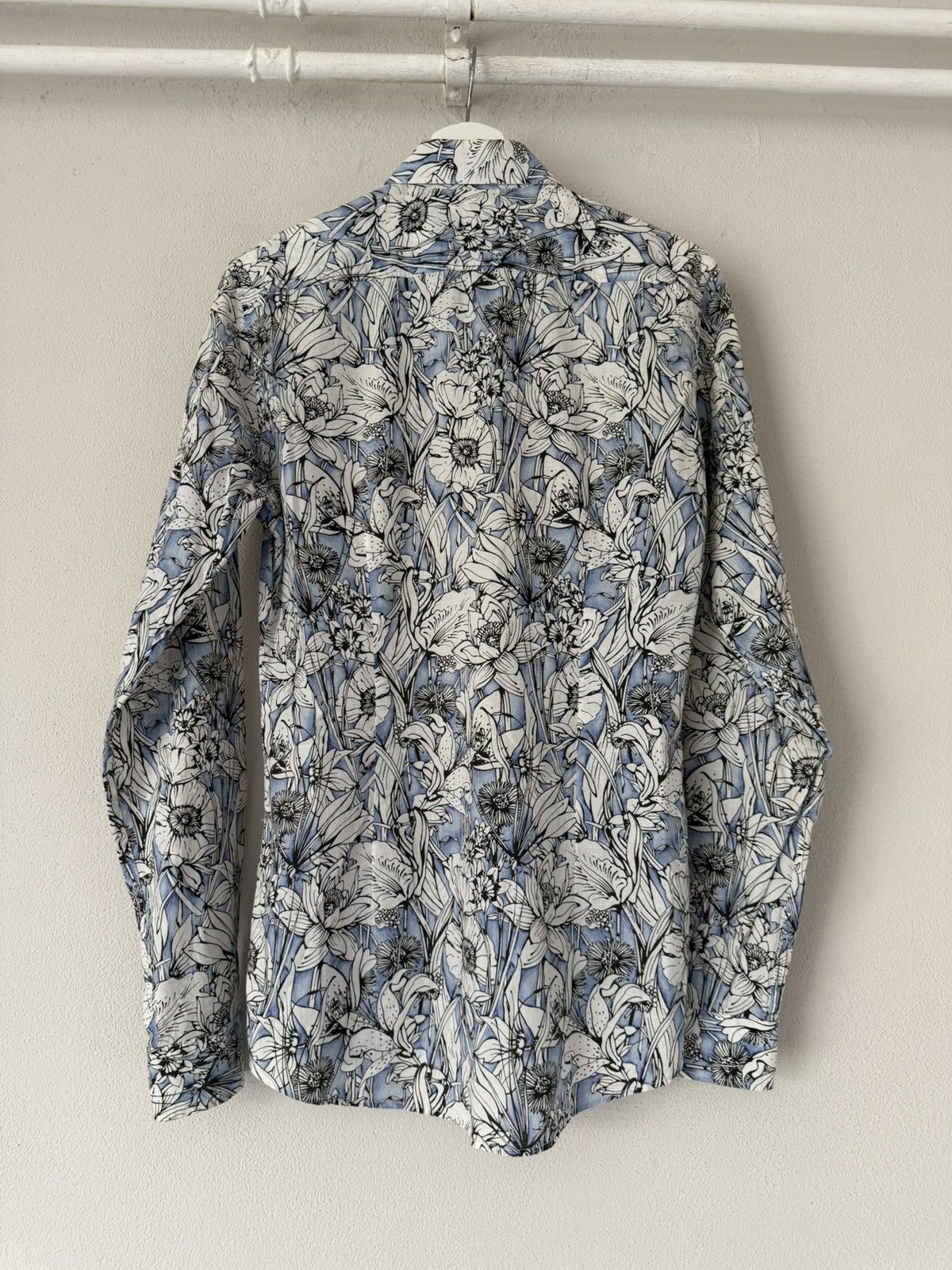 Gucci Floral Print Cotton Shirt in Blue & White Size US M / EU 48-50 / 2 - 2 Thumbnail