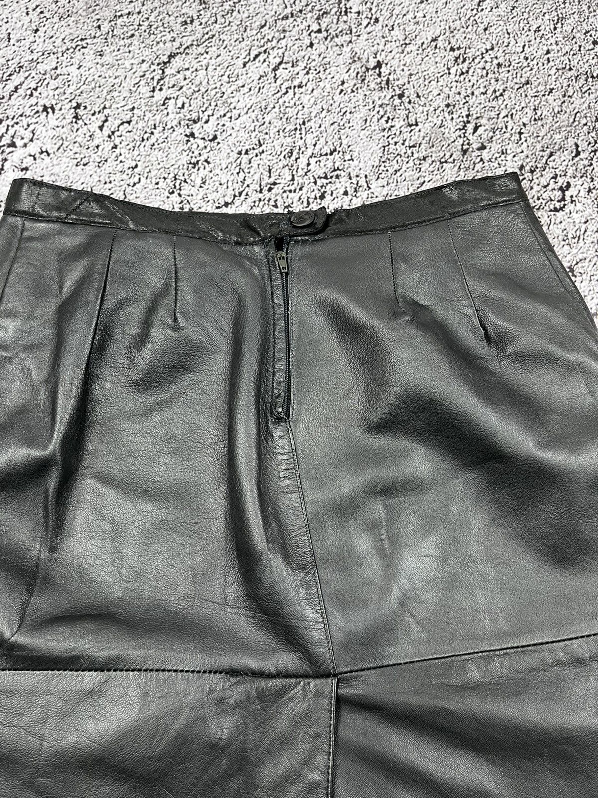 Leather Vintage 70s Leather Skirt Retro AvantGarde Size 29" - 5 Thumbnail