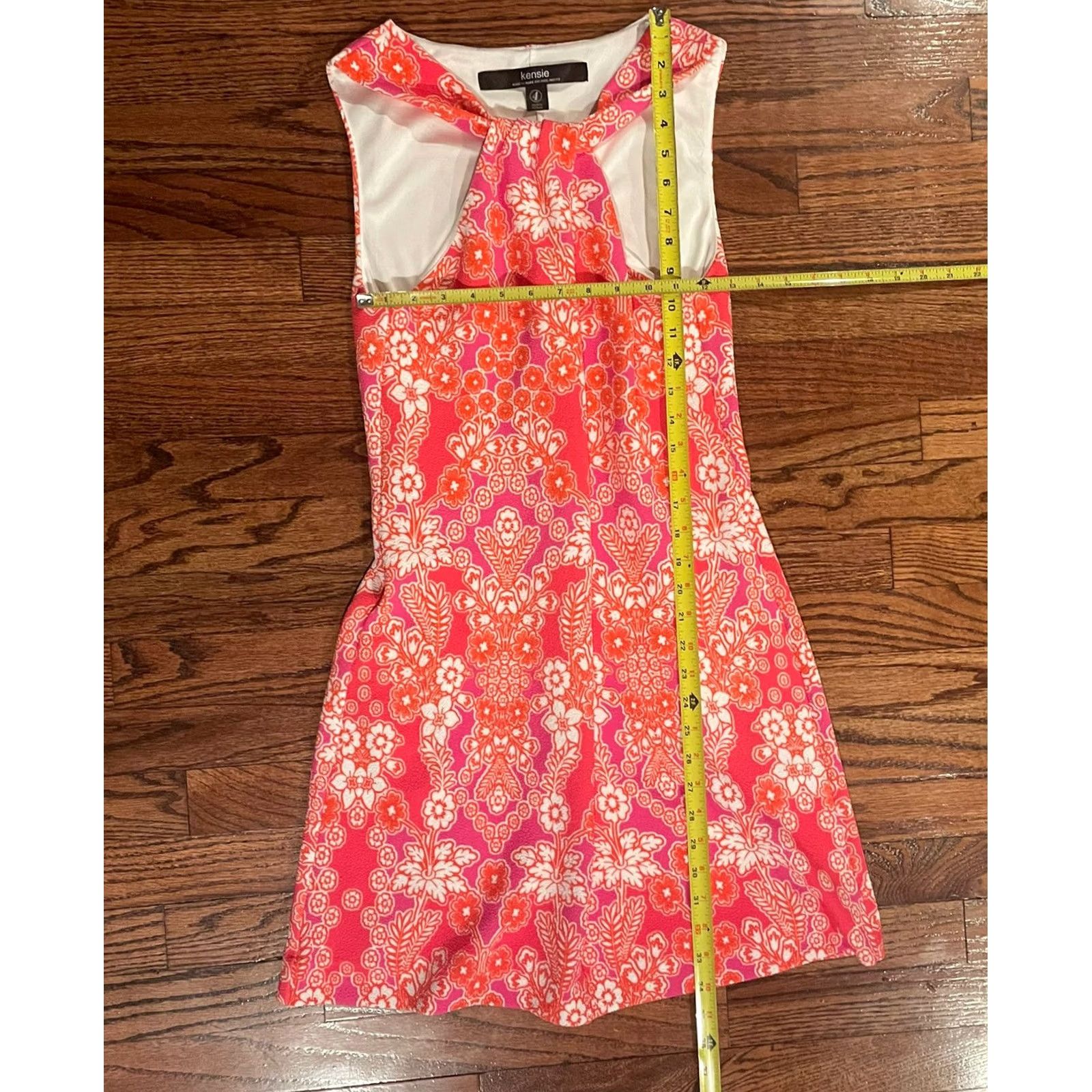 Vintage Kensie Dress Womens 4 Orange Pink Women Sleeveless Lined Sundress Size Floral Pattern EUC Size S / US 4 / IT 40 - 3 Thumbnail