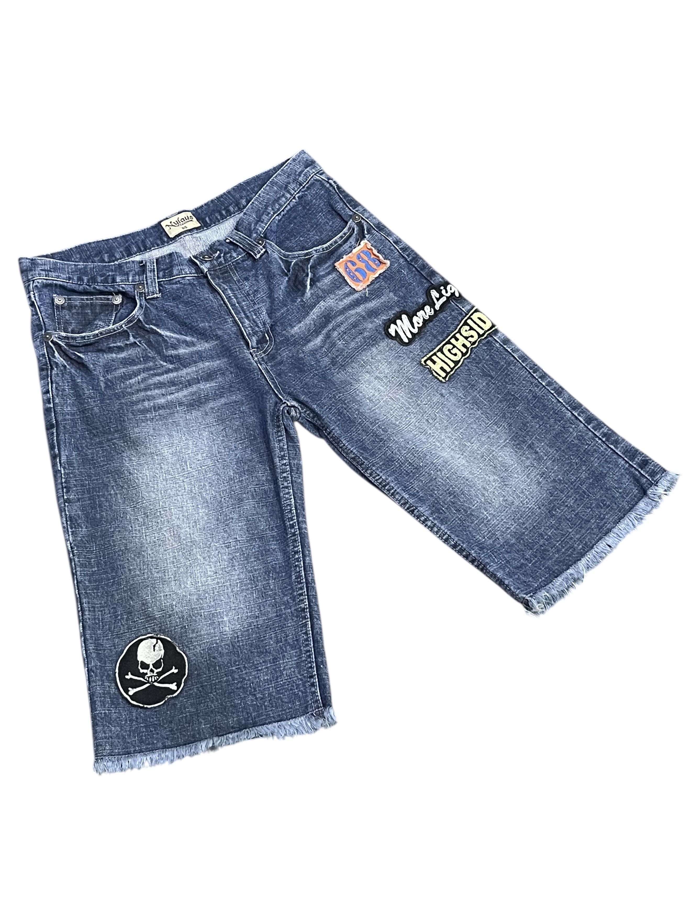 Japanese Brand 💀Vintage NYLAUS Released Hem Punk Patches Shorts Size US 31 - 2 Thumbnail
