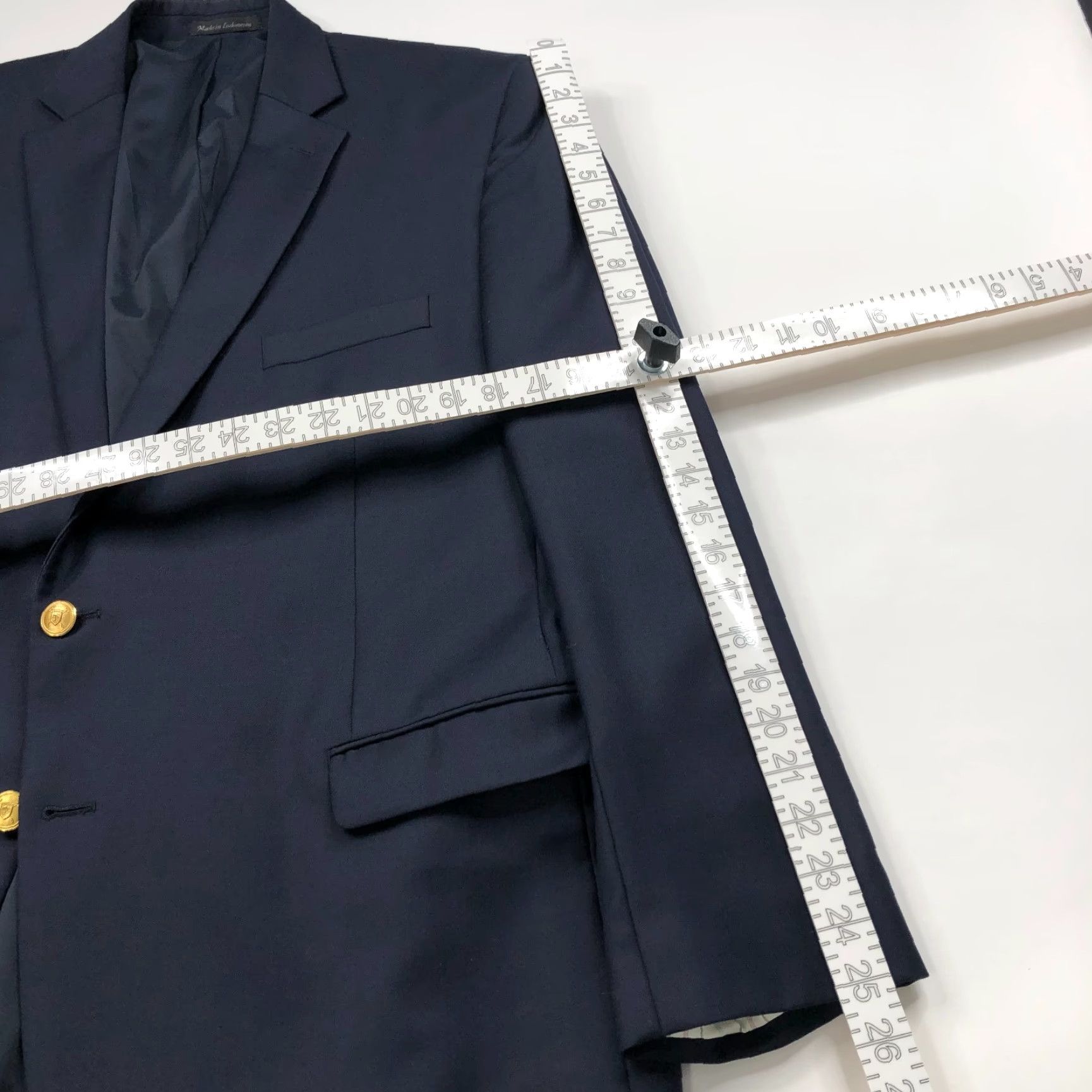 Ralph Lauren VINTAGE Lauren Ralph Lauren Green Label Blue Sport Coat Jacket 46 R Gold Buttons Blazer Mens Size 46R - 7 Thumbnail