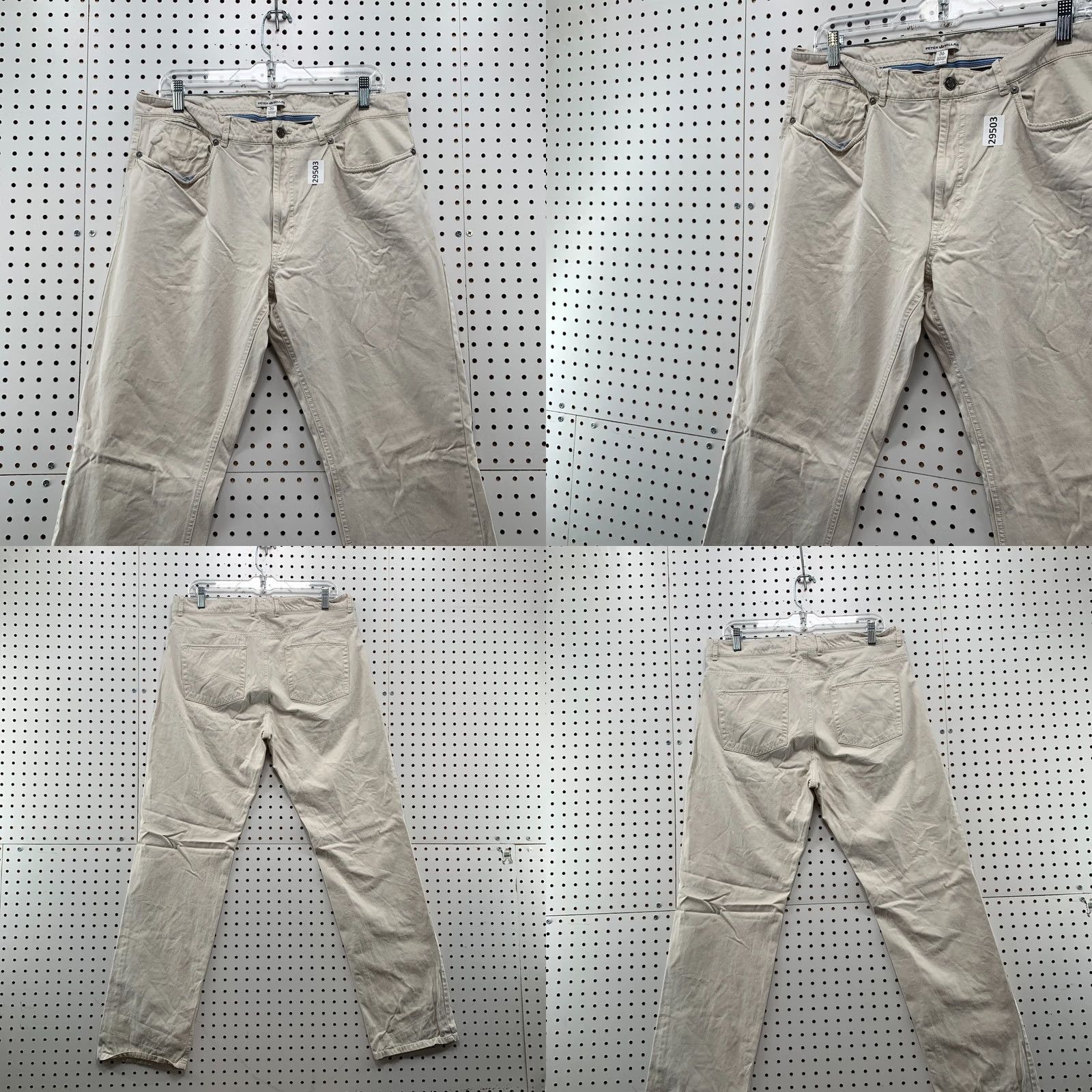 Peter Millar Peter Millar Chino Pants Men 35x33 Beige Micro Striped Flat Front Pima Cotton Size US 35 - 8 Thumbnail