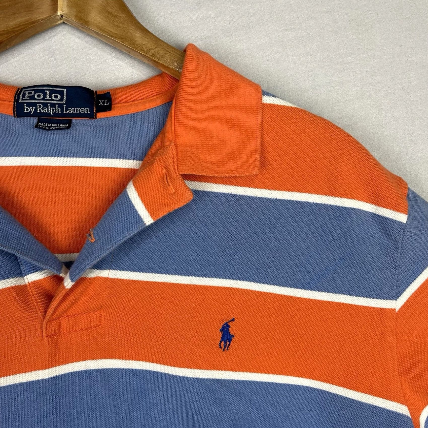Polo Ralph Lauren Polo Ralph Lauren Shirt Mens XL Polo Striped Short Sleeve Blue Orange Preppy Size US XL / EU 56 / 4 - 5 Thumbnail